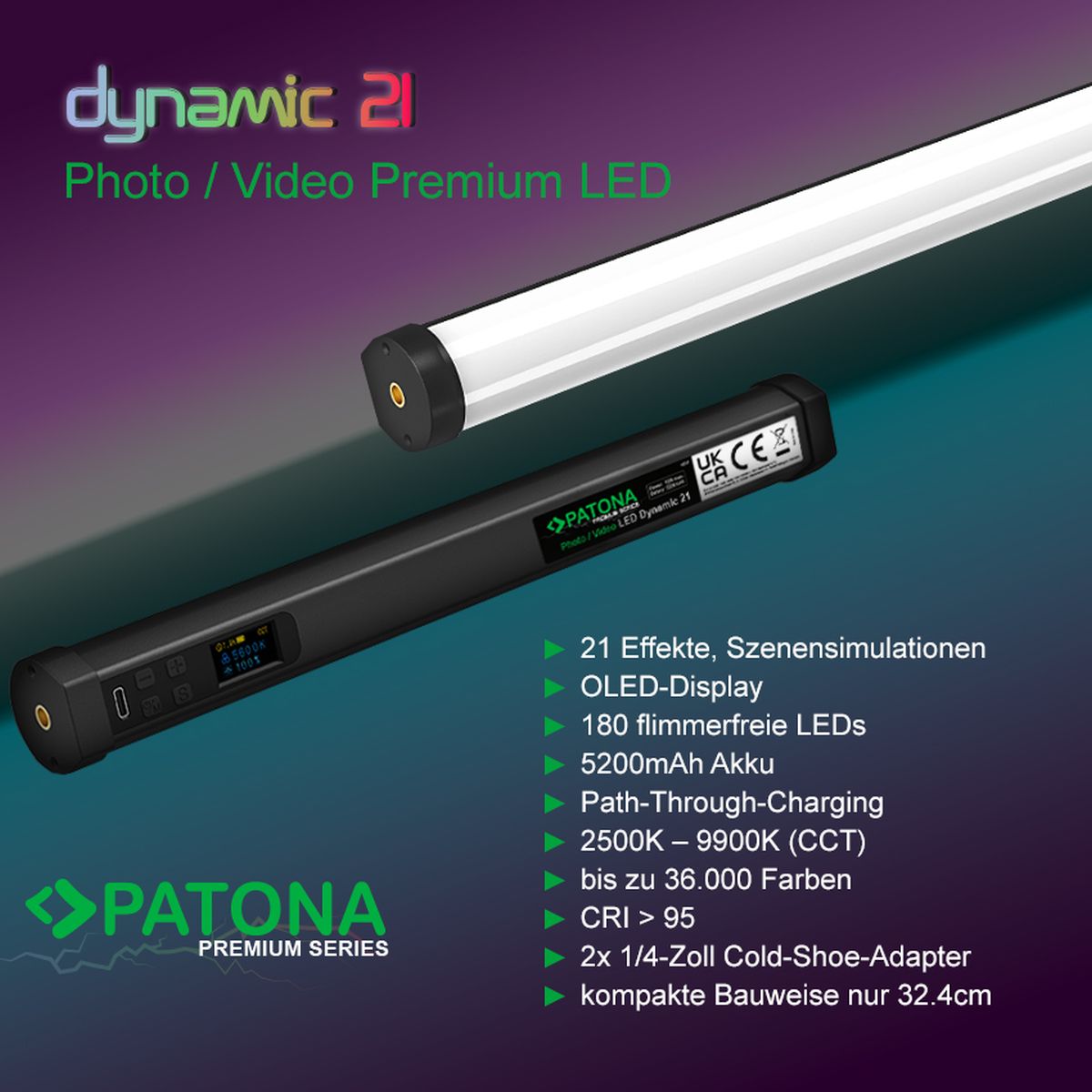Patona Premium LED RGB Tube Foto-/ Videolicht Patona Premium LED RGB Tube Foto-/ Videolicht