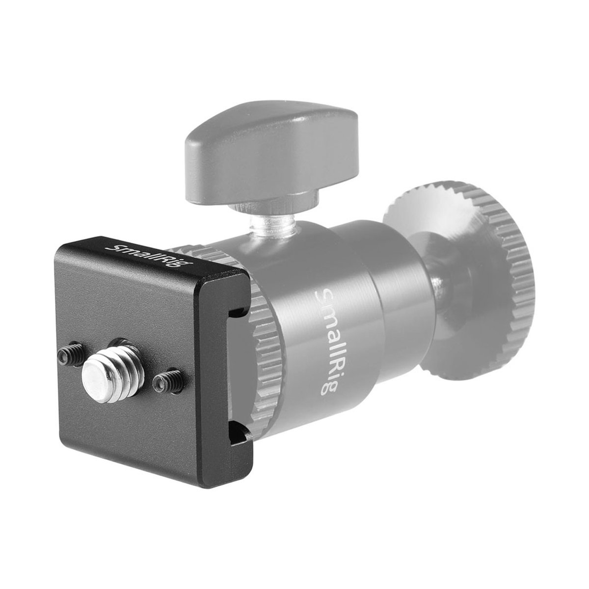 SmallRig 2060 Cold Shoe 2er Blitzschuh- Adapter-Set - DETAILANSICHT: SmallRig Schnellwechselplatte mit 1/4-Zoll-Schraube auf Kugelgelenk.