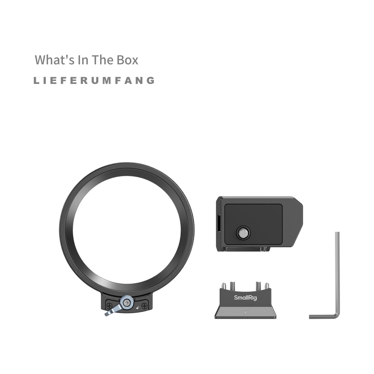 SmallRig 4702 Rotatable Horizontal-to- Ver.Mount Plate Kit f.Lumix S5II/X/G9 II - Lieferumfang: Ring, Adapter, SmallRig Cold Shoe und Werkzeug. SmallRig 4702 Rotatable Horizontal-to- Ver.Mount Plate Kit f.Lumix S5II/X/G9 II - Lieferumfang: Ring, Adapter, SmallRig Cold Shoe und Werkzeug.