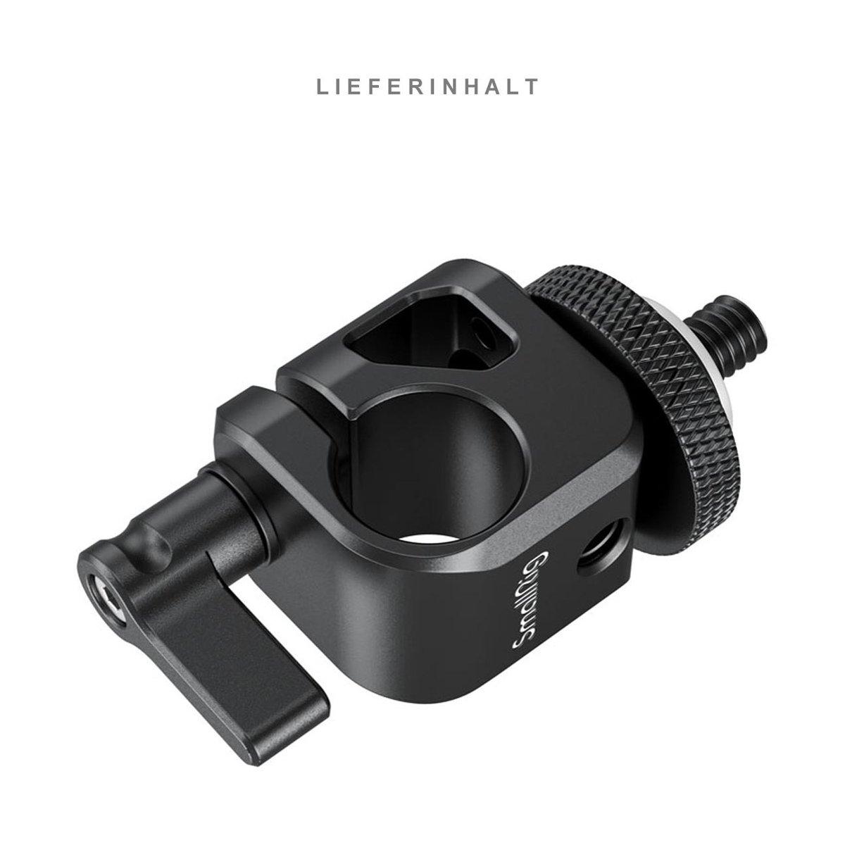 SmallRig 860B Single Rail Block Stativadapter - Lieferinhalt: Schwarze SmallRig Super Clamp Klemme mit Verstellgriff