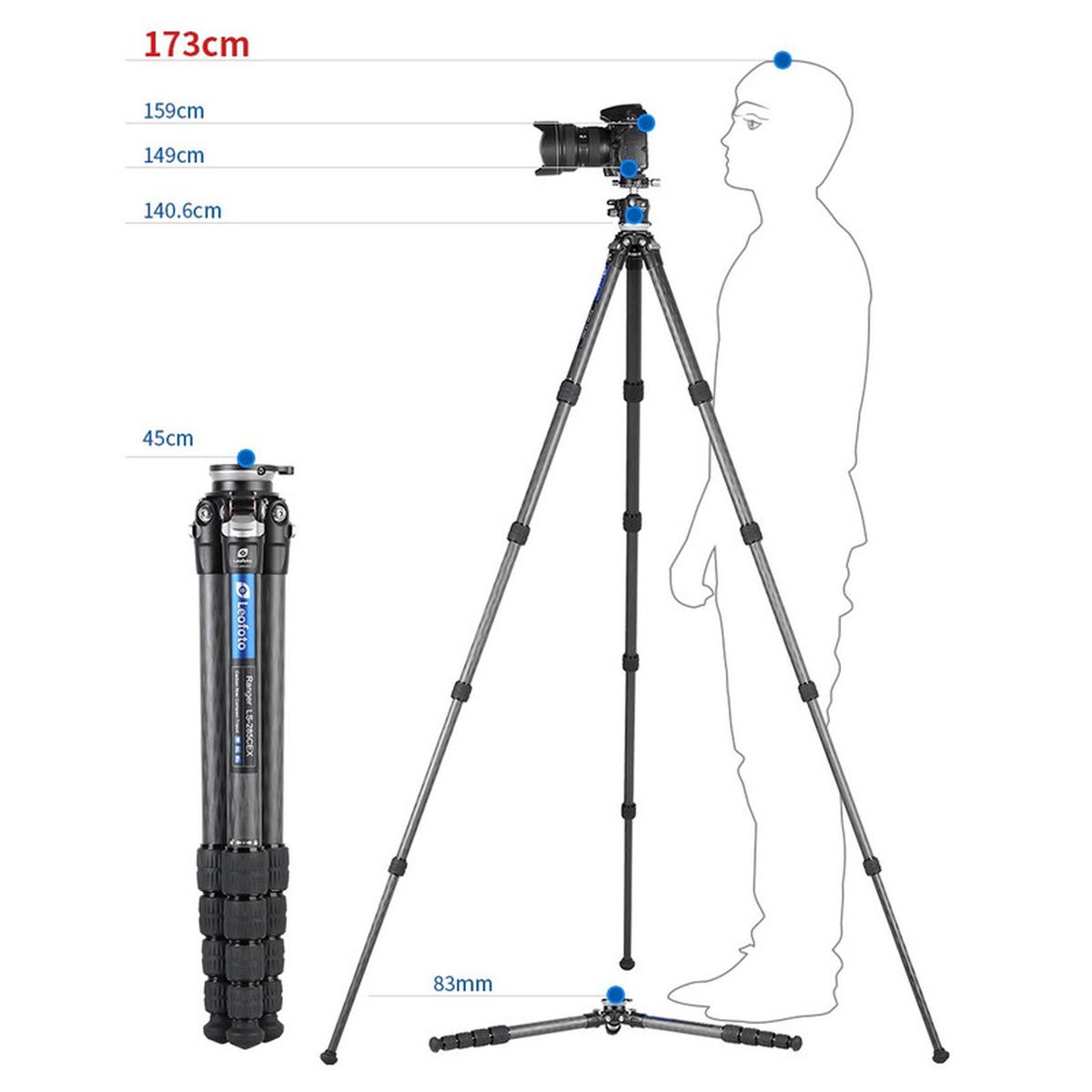 Leofoto Carbon-Dreibeinstativ LS-255CEX Ranger mit Nivelliereinrichtung + Videoneiger BV-5 Leofoto Carbon-Dreibeinstativ LS-255CEX Ranger mit Nivelliereinrichtung + Videoneiger BV-5