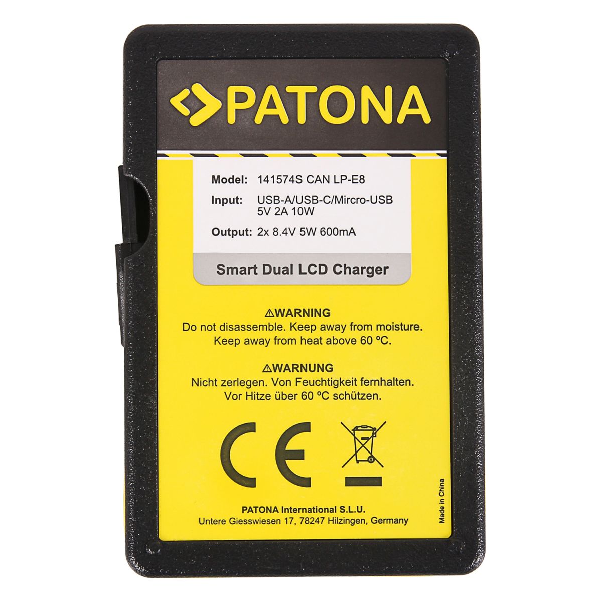 Patona Dual LCD USB Ladegerät Canon LP-E8