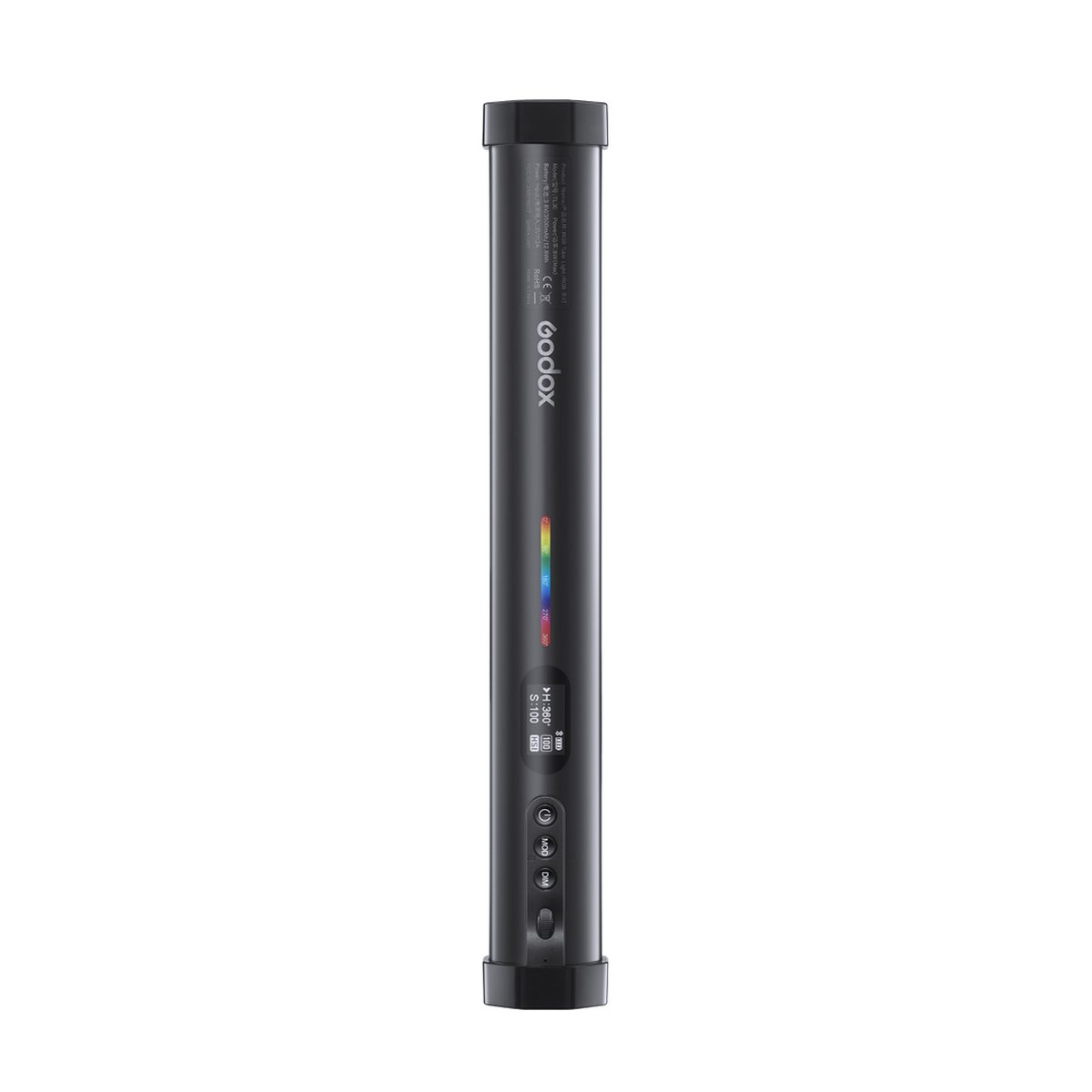 Godox TL30 RGB Tube Light Dual lights Set - Frontansicht der Godox TL30 RGB-Videoleuchte mit Display und Bedienelementen.