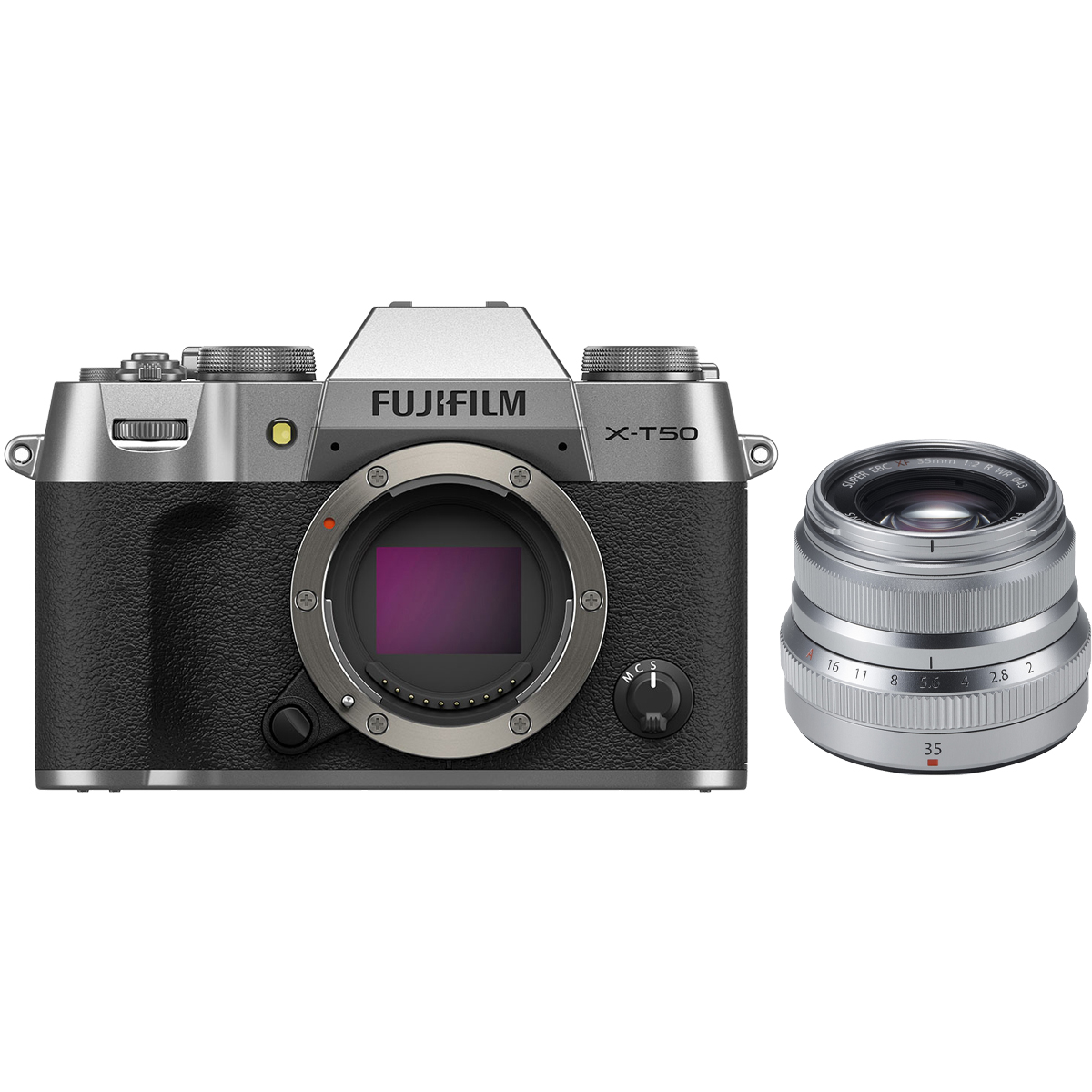 Fujifilm X-T50 Silber + Fujifilm 35 mm 1:2,0 XF R WR Silber