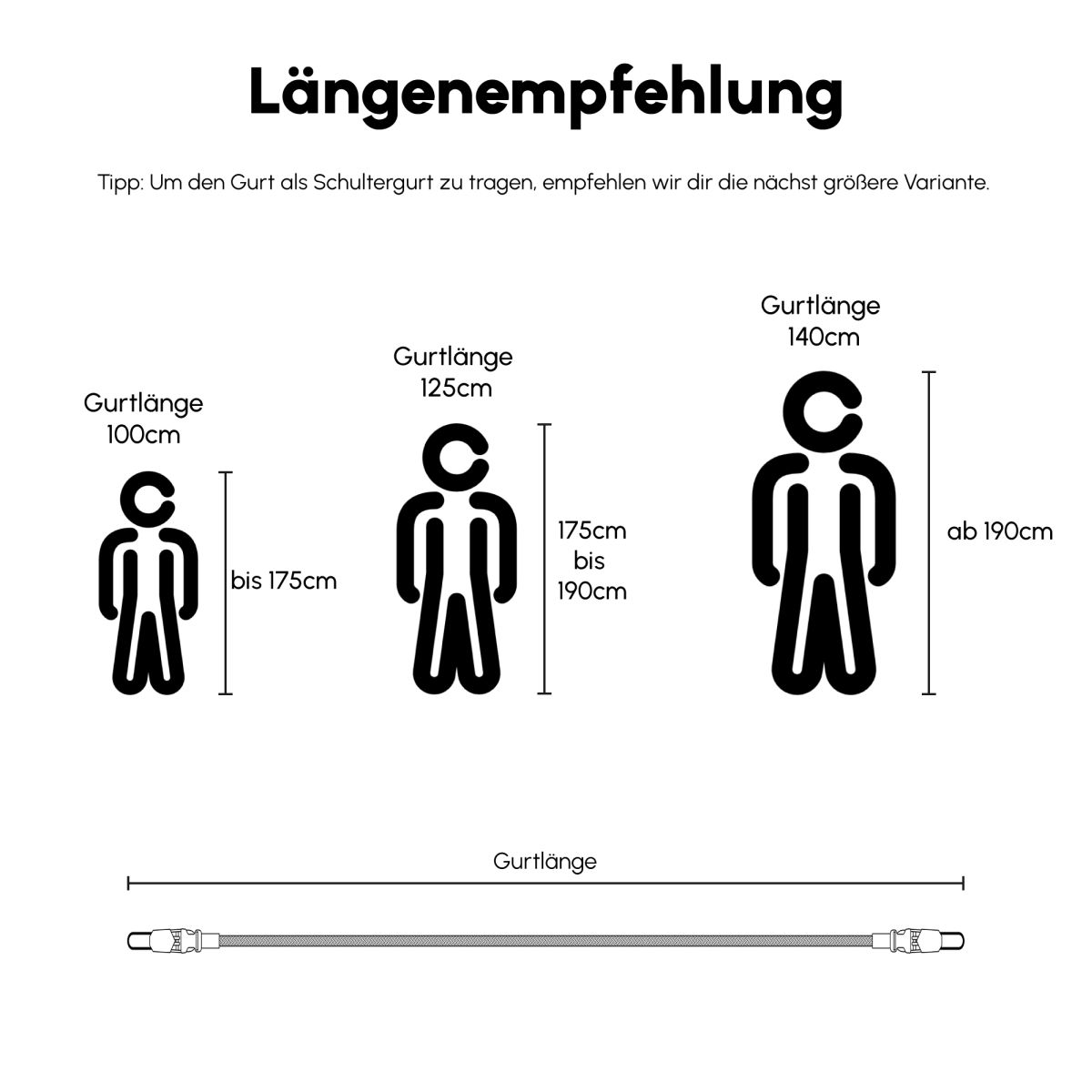 C-Rope Kameragurt aus Kletterseil 125cm Silent Black V3