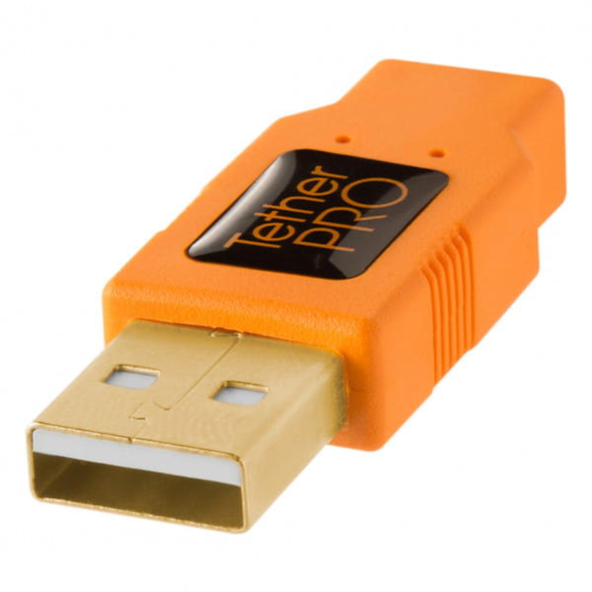 Tether Tools TetherPro USB-Datenkabel für USB 2.0 an USB 2.0 Mini-B (5-Pin) - 4,6 m, gerade (Orange)