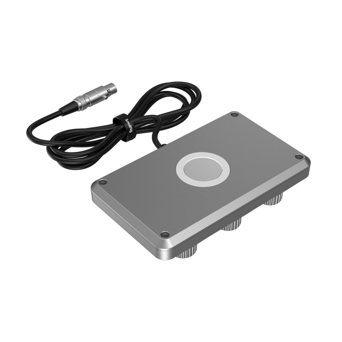 SmallRig 3980 Bedienfeld COB LED- Videoleuchte - Gesamtansicht der grauen Steuereinheit mit Drehreglern und schwarzem XLR-Kabel SmallRig 3980 Bedienfeld COB LED- Videoleuchte - Gesamtansicht der grauen Steuereinheit mit Drehreglern und schwarzem XLR-Kabel