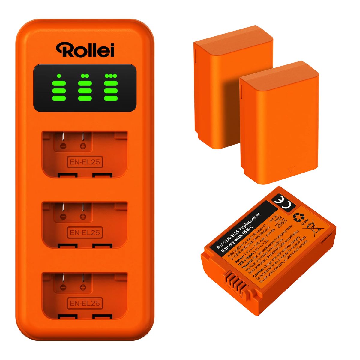 Rollei Ladegerät-Set Nikon EN-EL25 (3 Akkus + Lader)