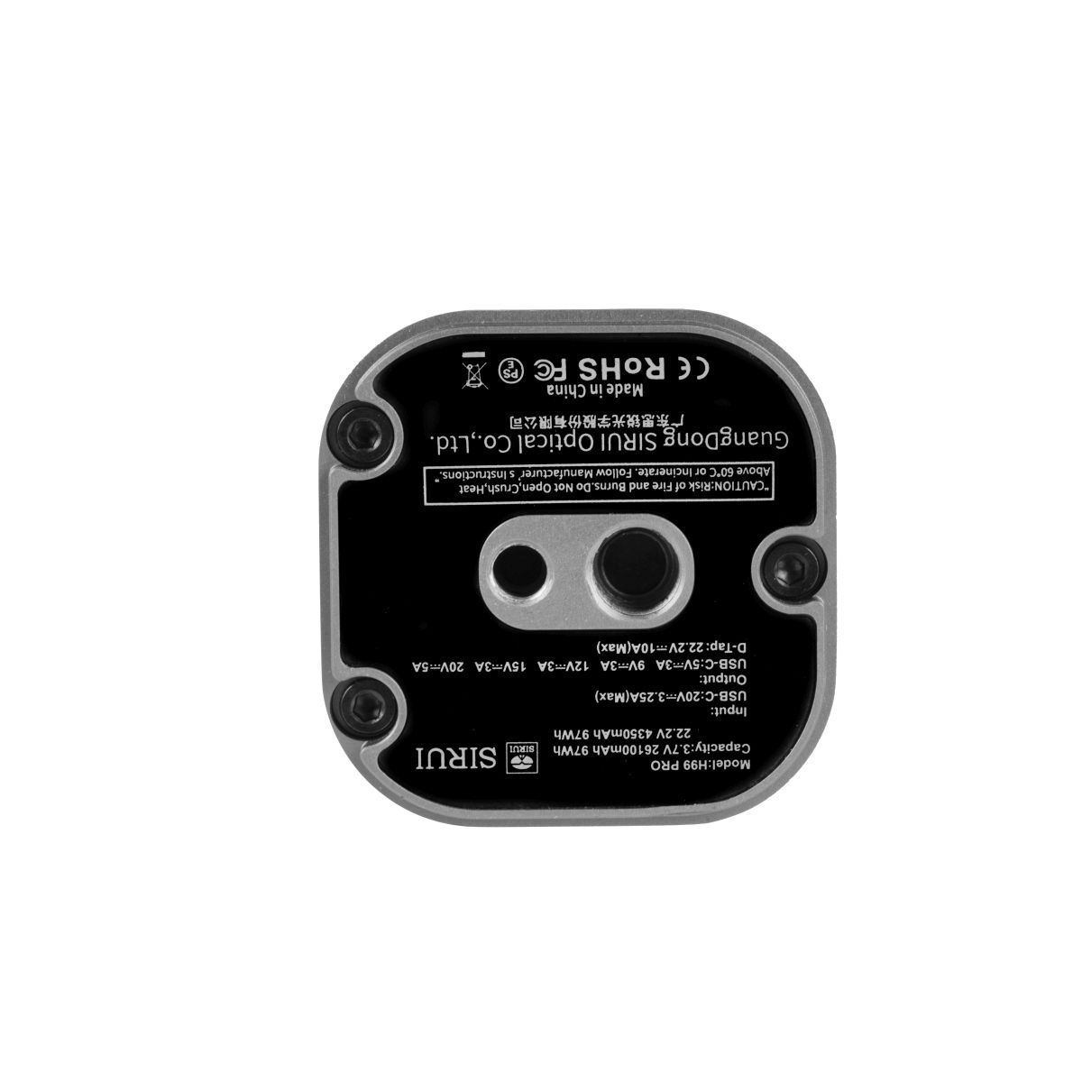Sirui C150X Lite Mini LED Bicolor Dauerleuchte Akkugriff Detailansicht