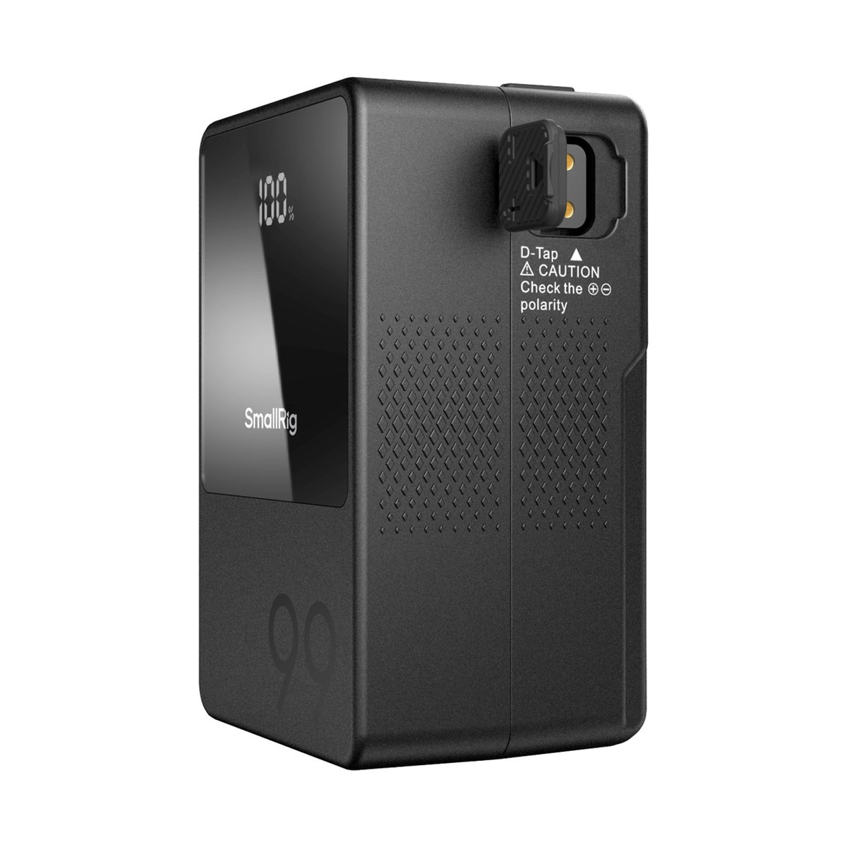 SmallRig 3580B VB99 mini V-Mount Akku - Detailansicht D-Tap-Anschluss und Display