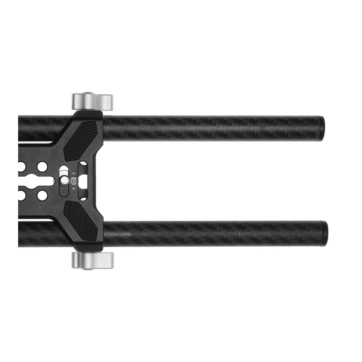 Falcam 15x300mm Carbon Fiber Rod (2PCS) 3302 - Detailansicht Befestigung von 2 Carbonstangen am Kamerarig