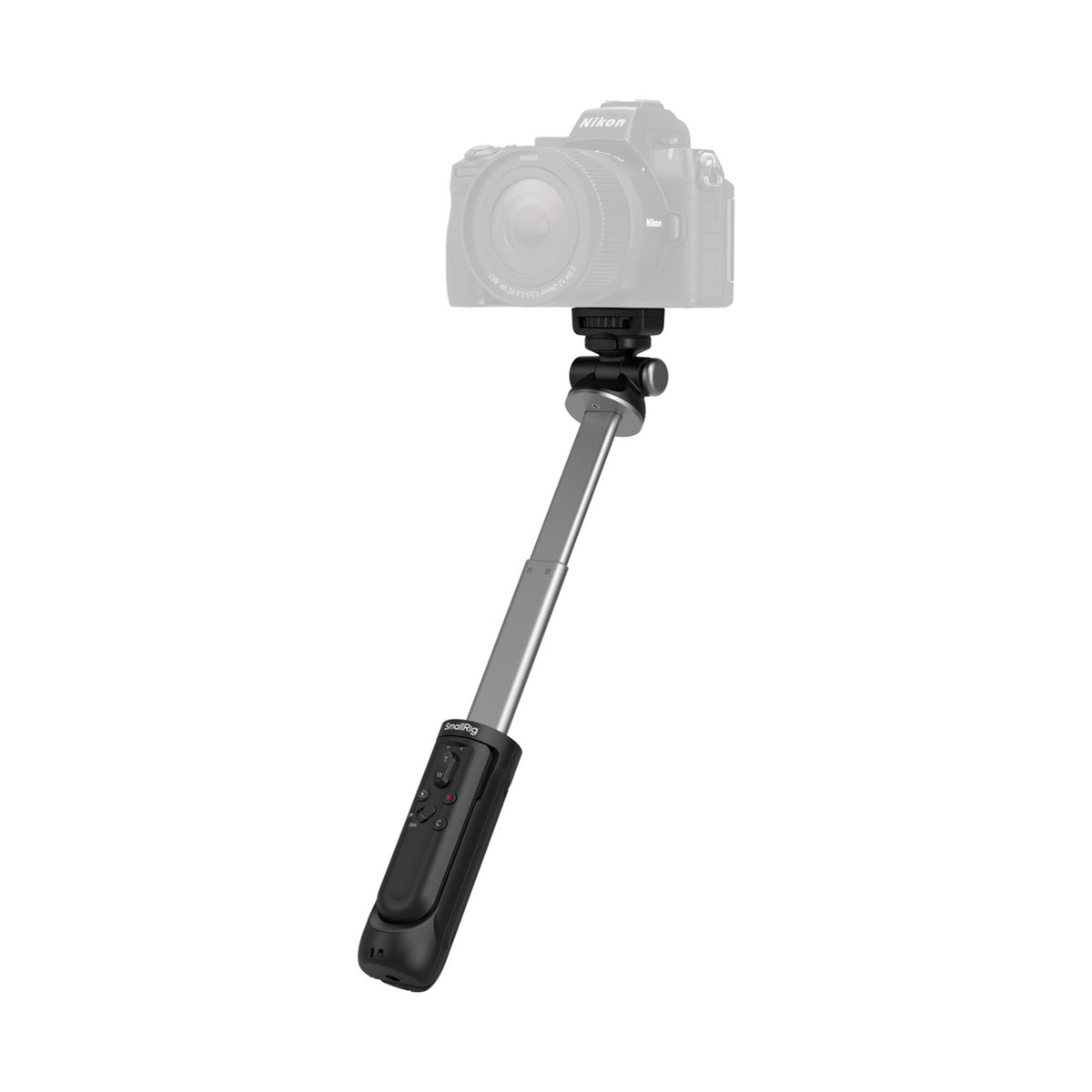 SmallRig 4551 SR-RG2 Multifunctional Wireless Shooting Grip, Handgriff - Anwendungsbeispiel: SmallRig Monopod mit befestigter spiegelloser Kamera, Seitenansicht. SmallRig 4551 SR-RG2 Multifunctional Wireless Shooting Grip, Handgriff - Anwendungsbeispiel: SmallRig Monopod mit befestigter spiegelloser Kamera, Seitenansicht.