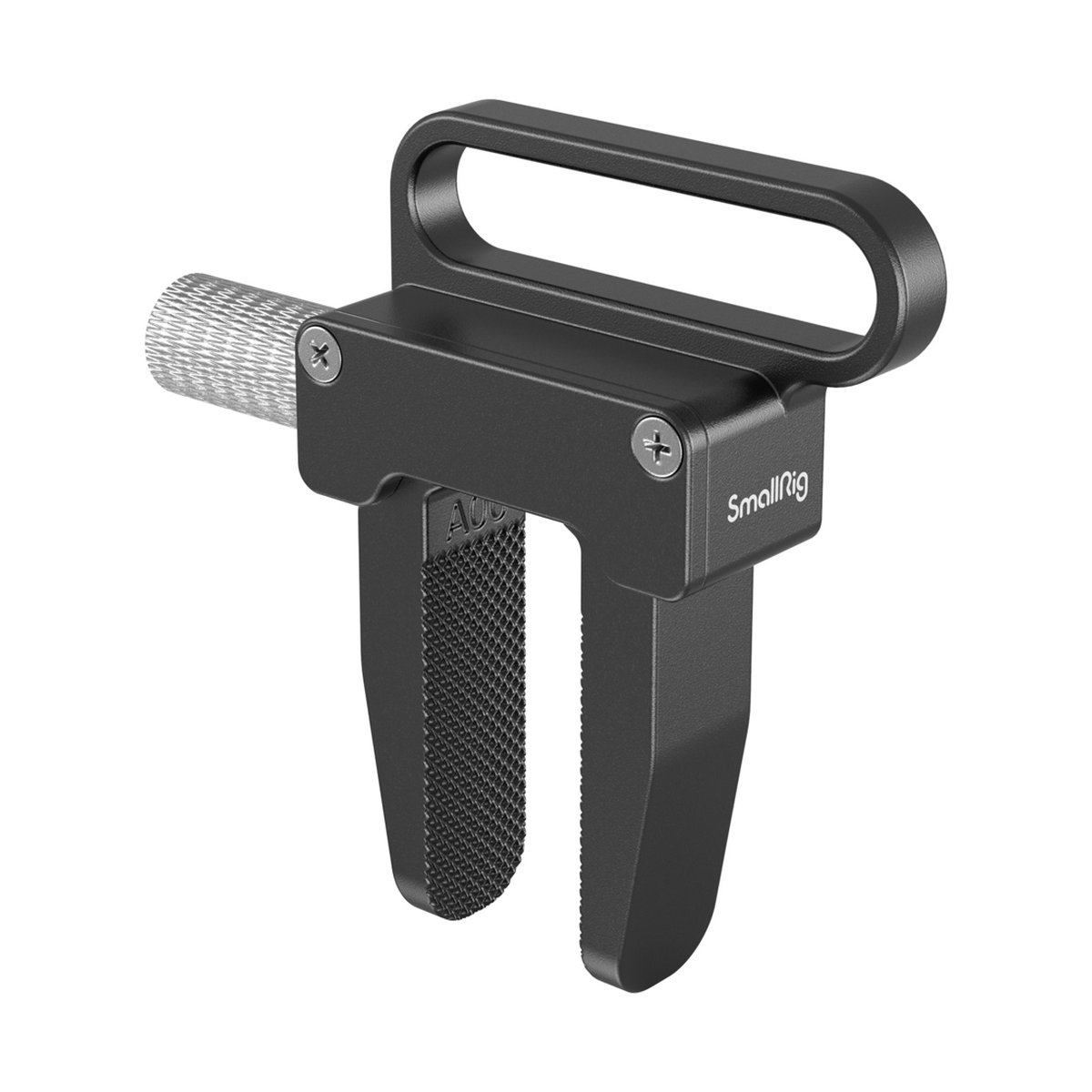 SmallRig 3637 HDMI Kabelklemme für Select Cages - SmallRig Klemme: Schräge Ansicht einer schwarzen Metallklemme mit offenen Backen und silberner Rändelschraube.