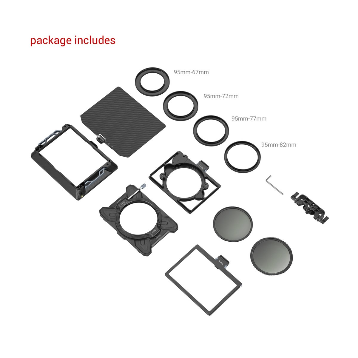 SmallRig 3645 modulare Matte Box (multifunktional, Ø 95 mm) VND Kit - Lieferumfang