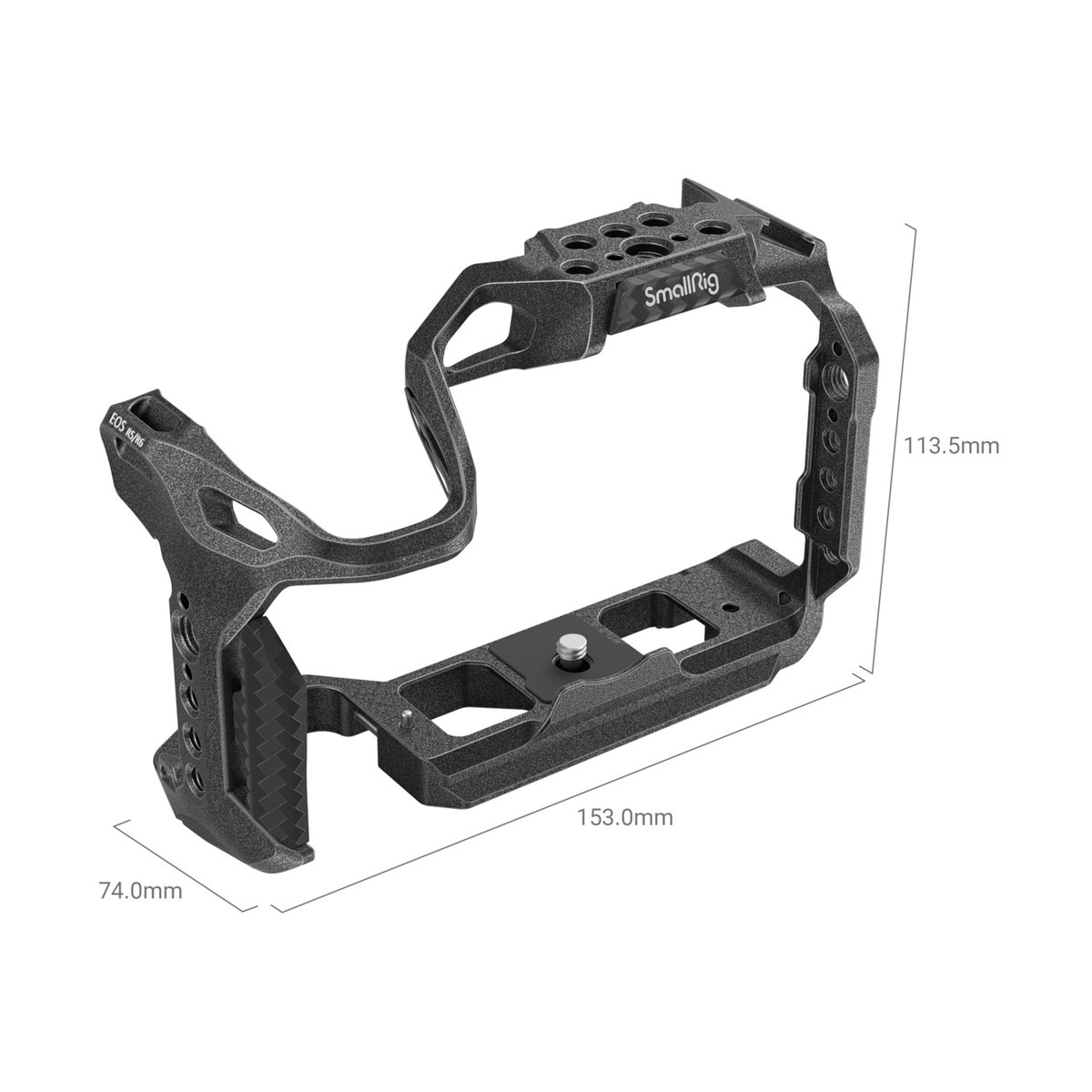 SmallRig 3233B Black Mamba Cage für Canon EOS R5/R6 - SmallRig Kamera-Cage für EOS R5/R6, Ansicht mit Produkt-Abmessungen