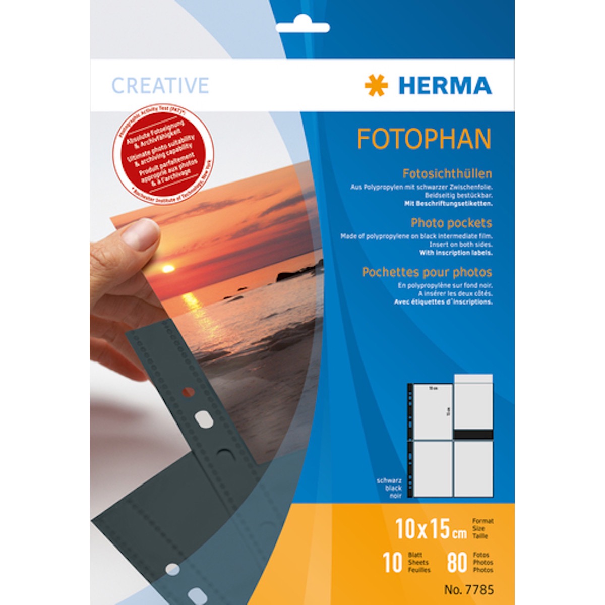 Herma Fotophan 10x15 schwarz 10 Fotosichthüllen