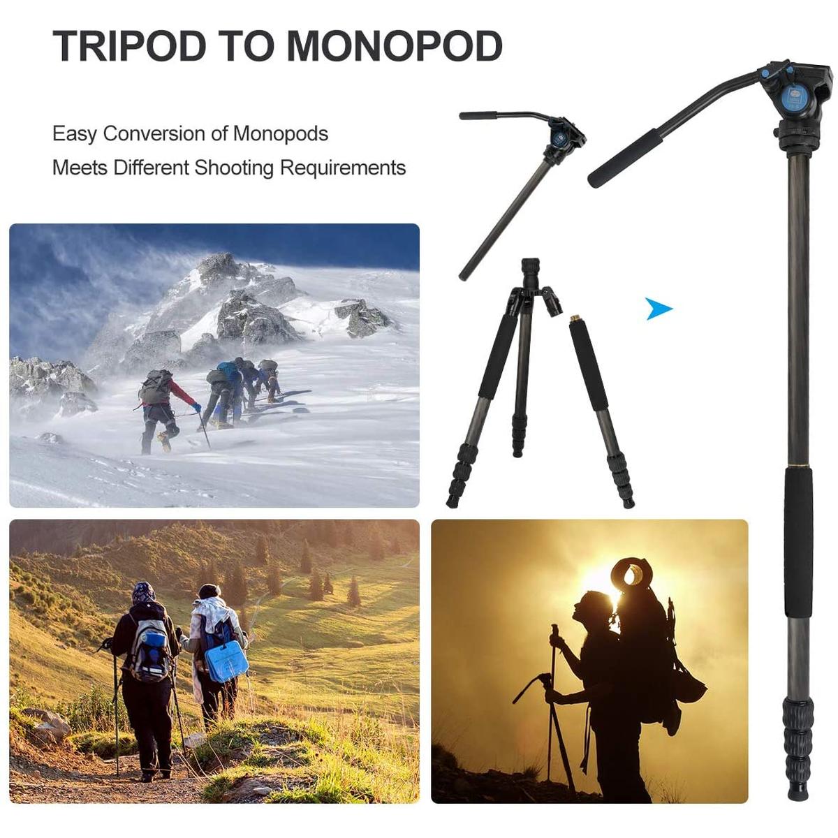 SIRUI Traveler VC - Drei-/ Einbeinstativ Carbon mit Videokopf VA-5