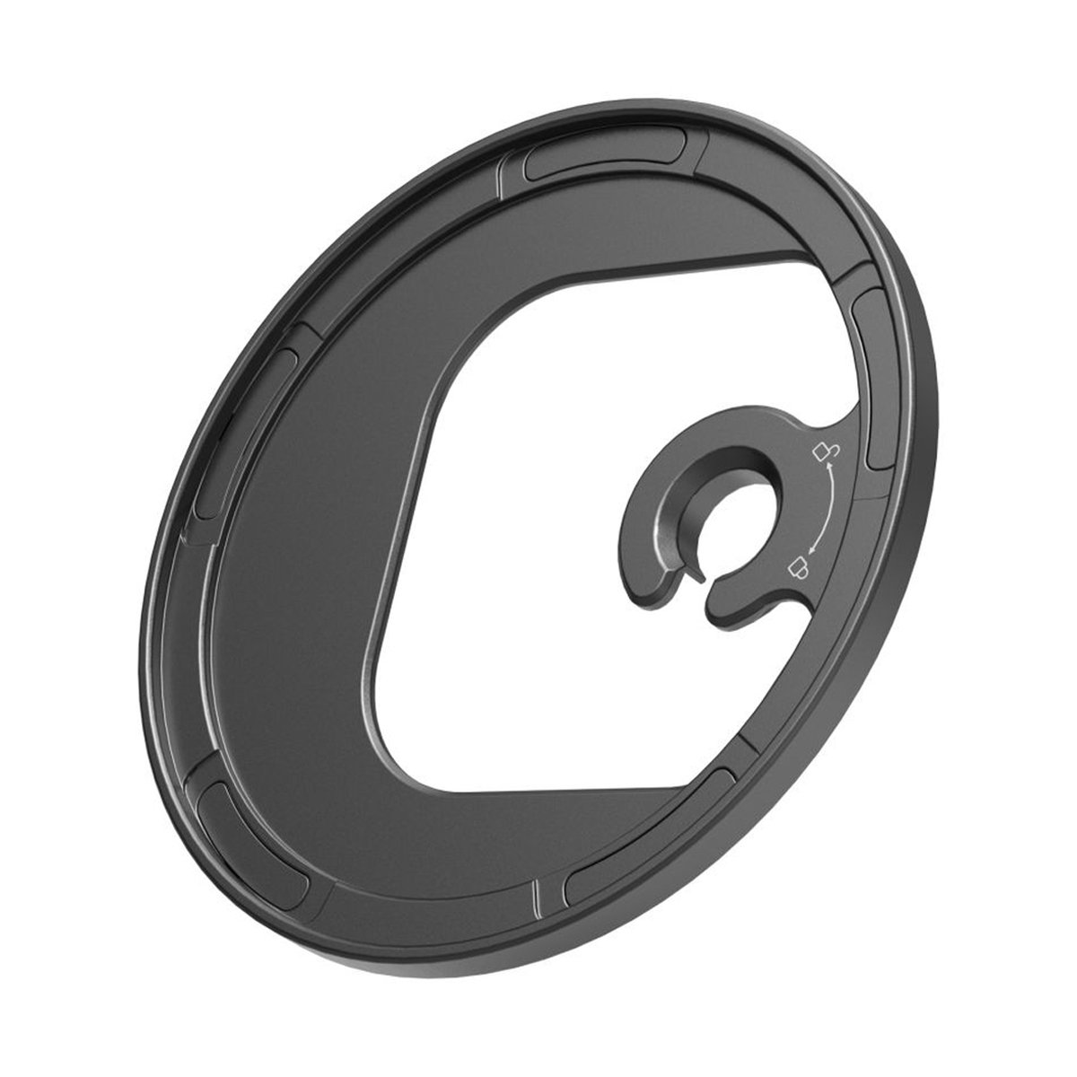 SmallRig 4587 Attachable Filter Adapter (M-Mount) 67 mm - Schrägansicht: dunkelgrauer C-förmiger Halter mit Drehverschluss am Haken