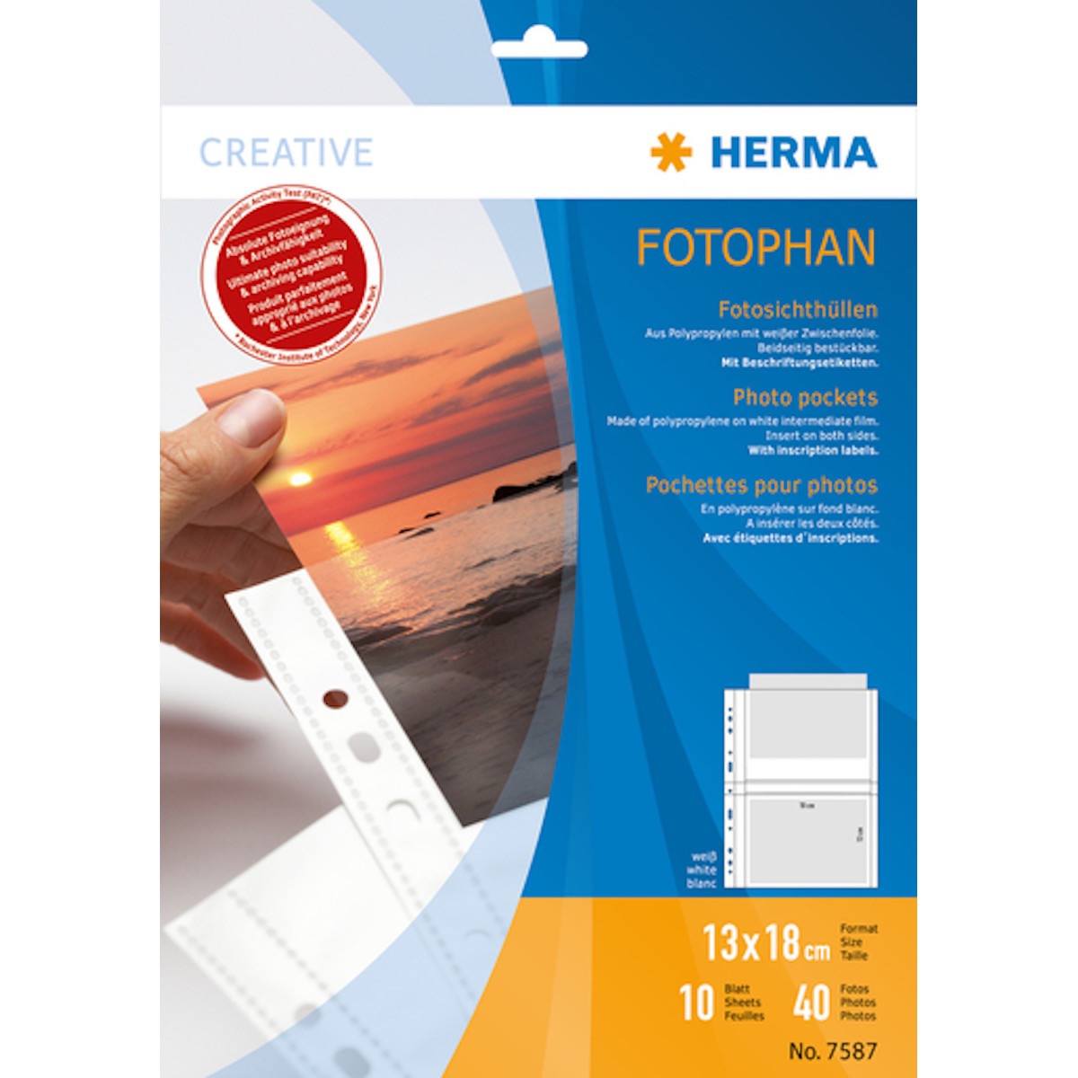 Herma Fotophan 10 Fotosichthüllen weiß 13x18 cm