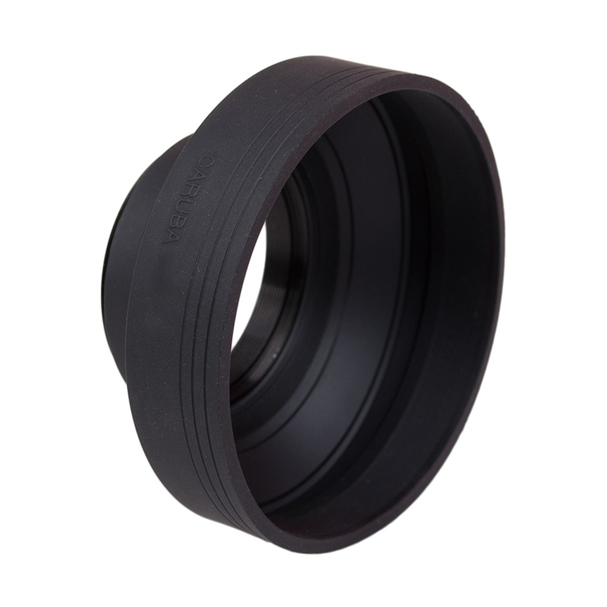 Caruba Gummi-Gegenlichtblende 3-in-1 40.5mm - Schwarze Gummisonnenblende, Ansicht von schräg oben.
