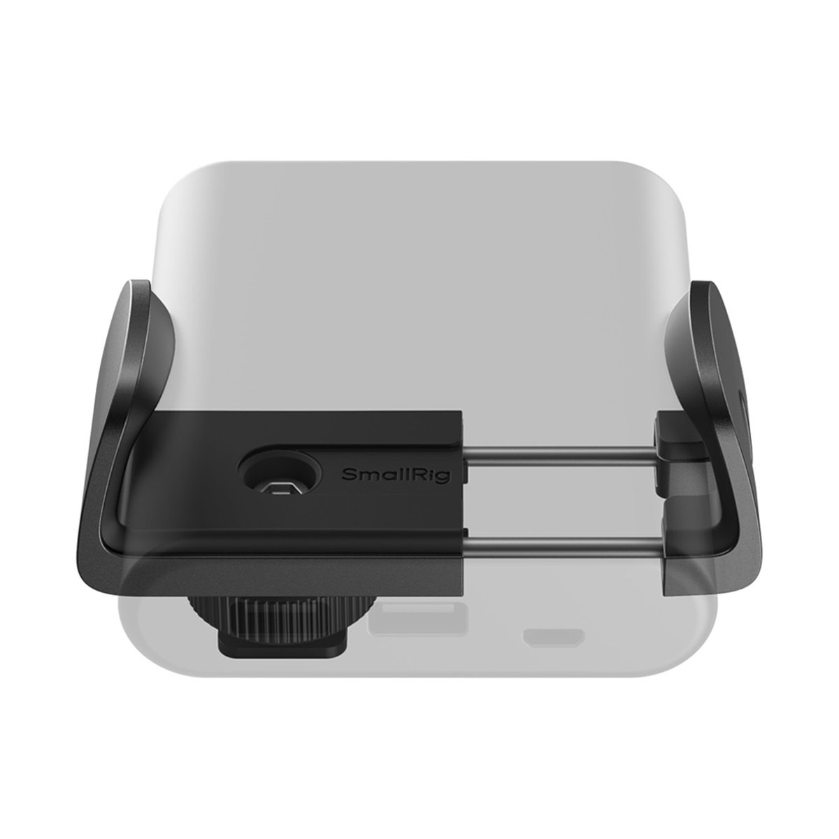 SmallRig 4600 Power Bank Clamp mit Cold Shoe Mount, Halterung - Anwendungsbeispiel: SmallRig Halterung an einem Gerät befestigt.