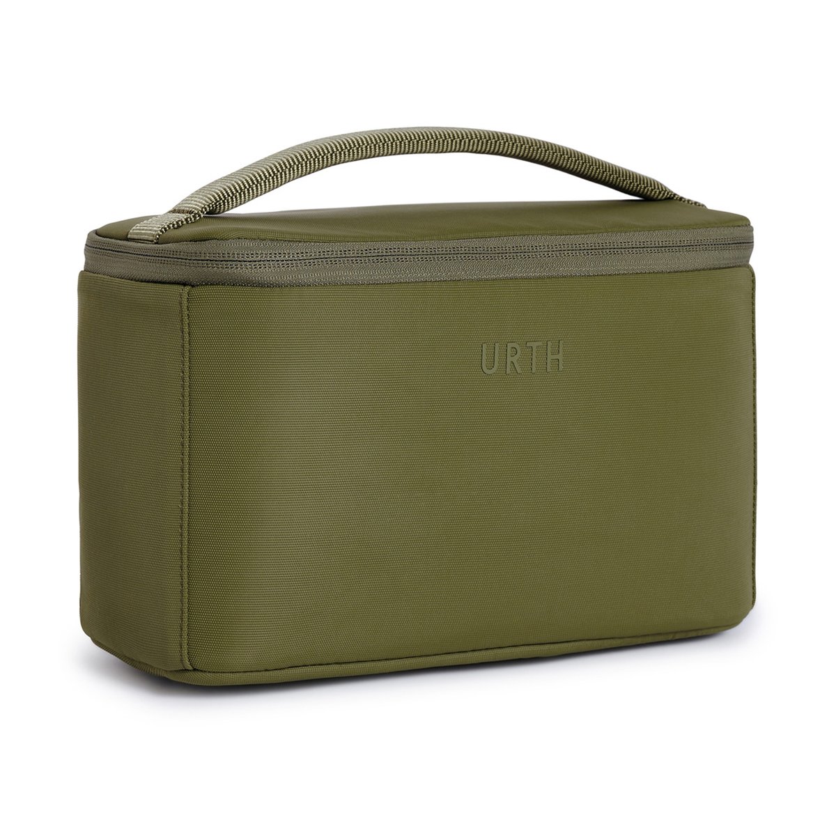 Urth Arkose Camera Insert (Grün) - Olivgrüne Urth Tasche mit Tragegriff und Reißverschluss, Frontansicht. Urth Arkose Camera Insert (Grün) - Olivgrüne Urth Tasche mit Tragegriff und Reißverschluss, Frontansicht.
