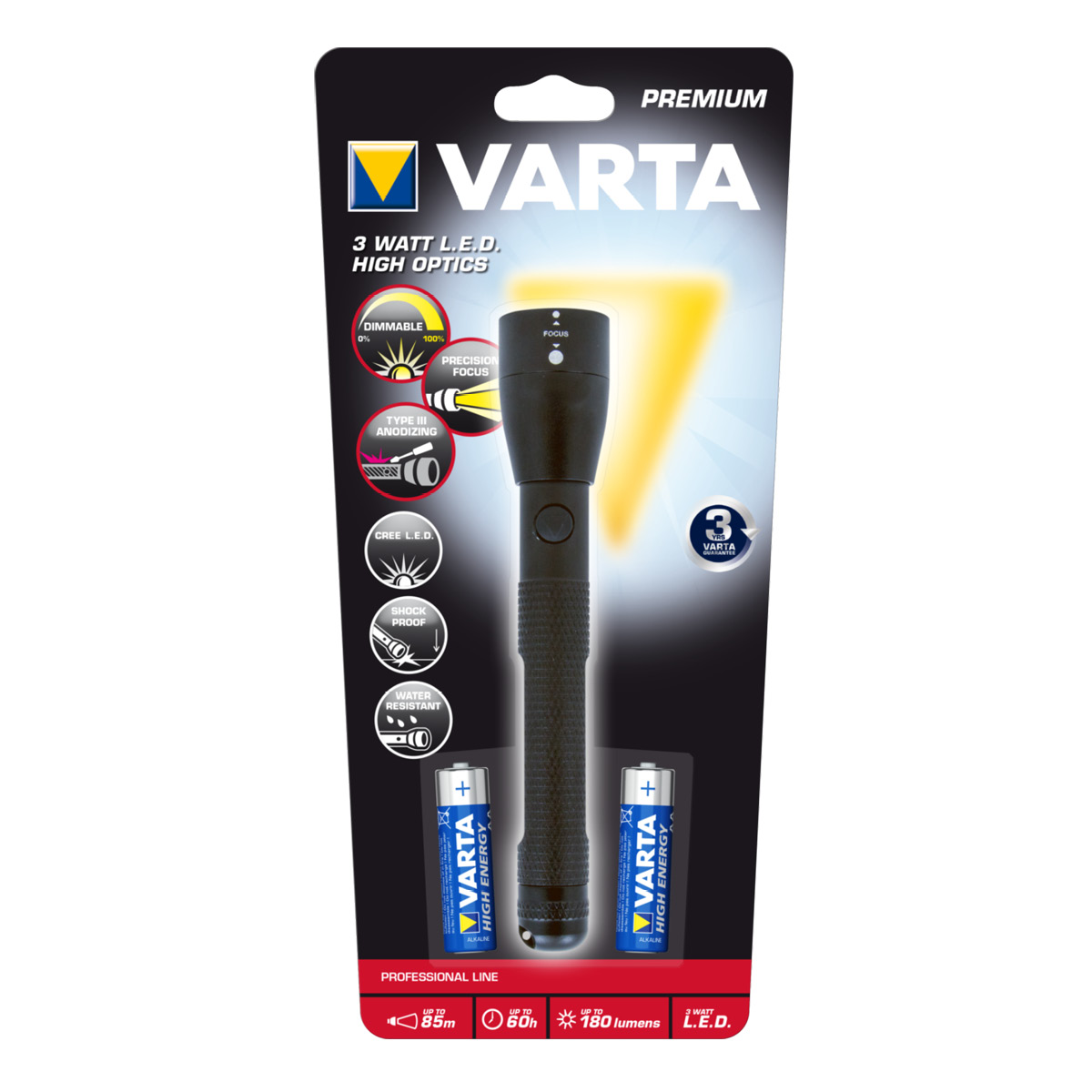 Varta High Optics Light 3W LED Taschenlampe