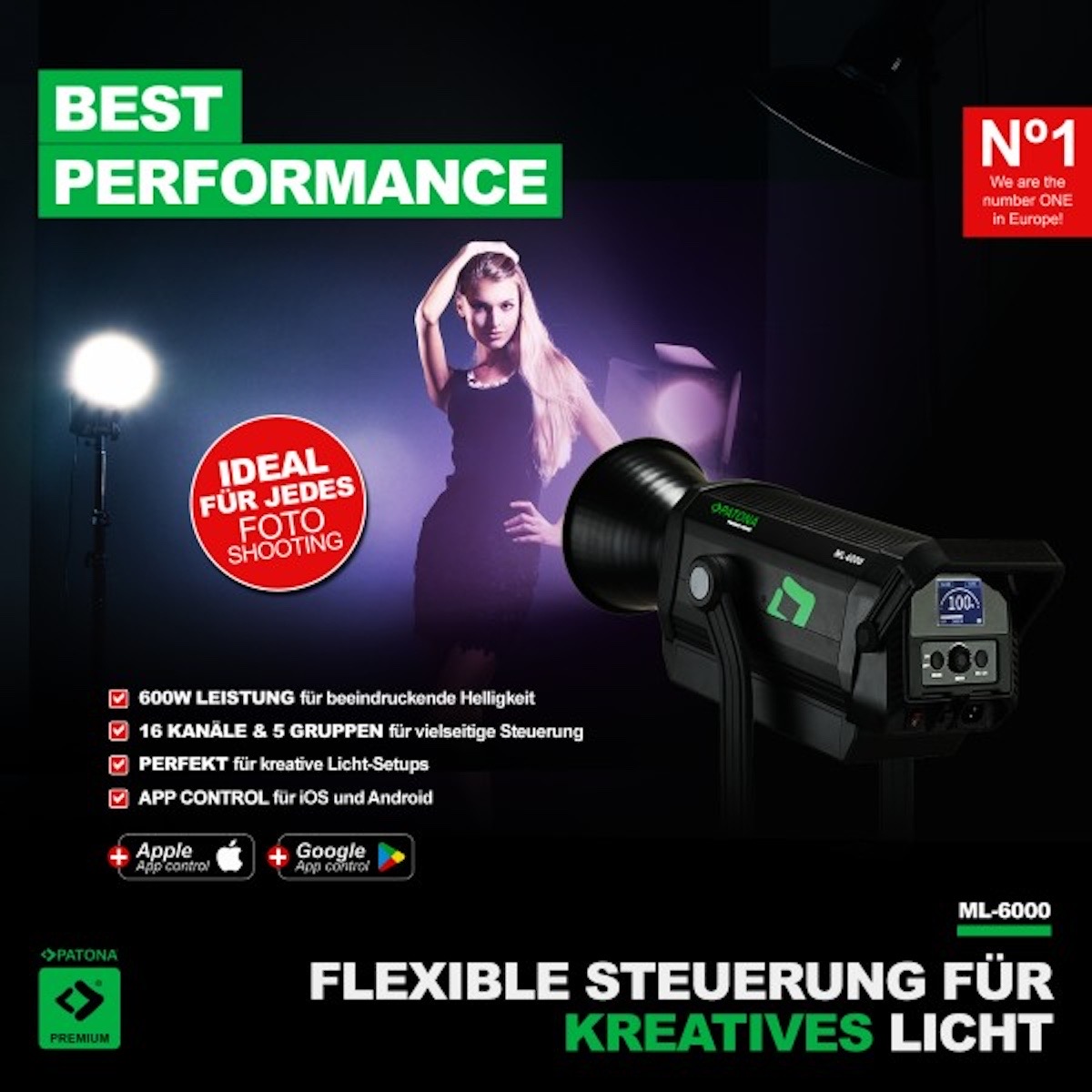 Patona Premium ML-6000 600W LED Videoleuchte