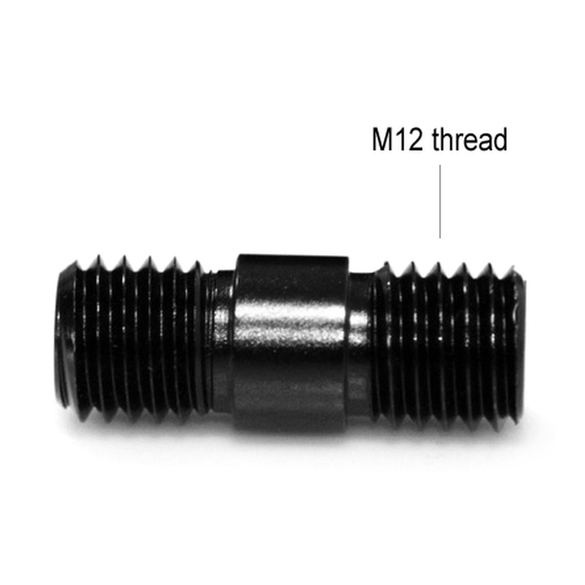 SmallRig 900 Rod-Connector mit M12-Gewinde für 15 mm Aluminium Rods (2er) - Detailansicht M12 Gewinde des schwarzen Stehbolzens. SmallRig 900 Rod-Connector mit M12-Gewinde für 15 mm Aluminium Rods (2er) - Detailansicht M12 Gewinde des schwarzen Stehbolzens.
