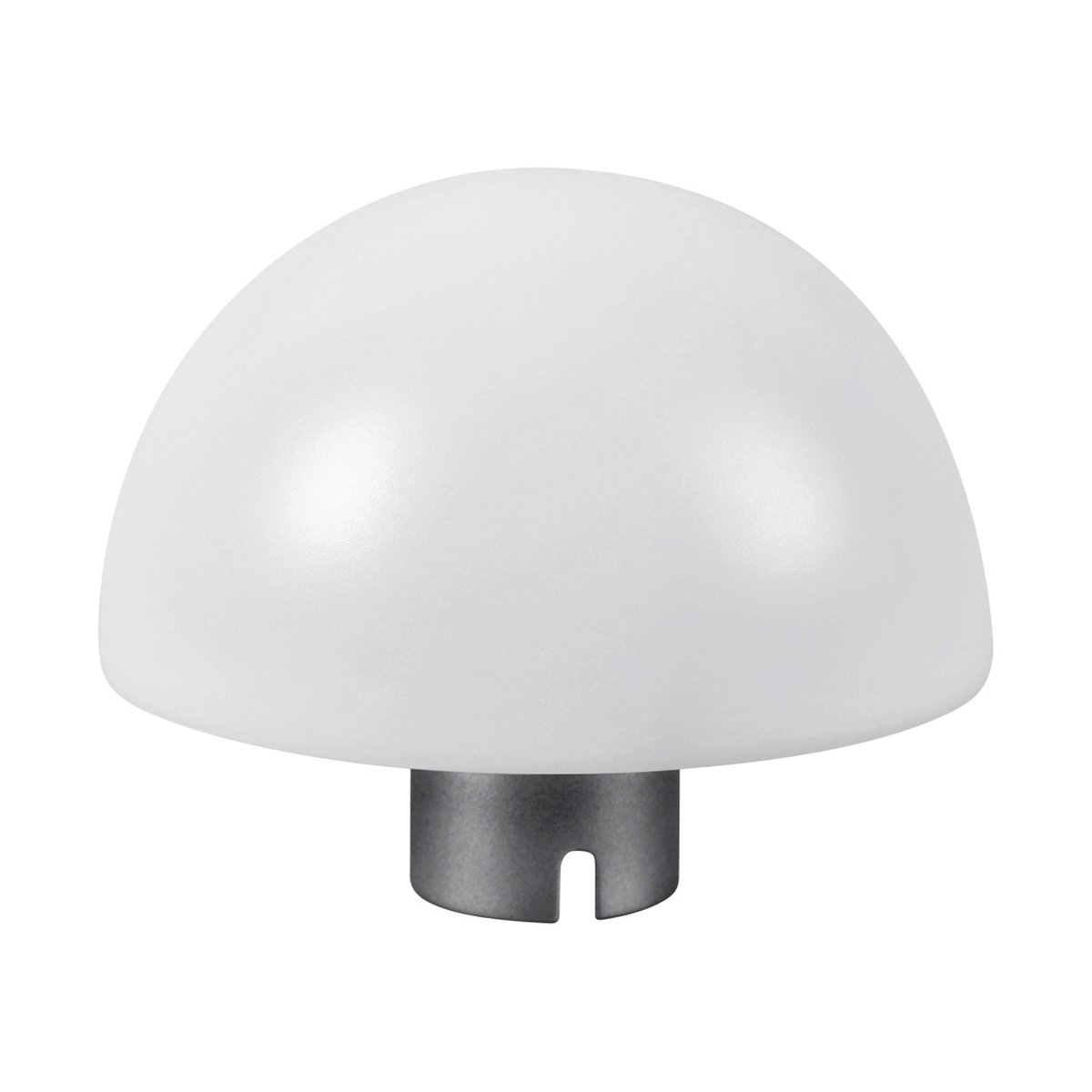 Godox Witstro Diffusor Ball - Weiße, pilzförmige Leuchte mit grauem Fuß, Frontansicht.