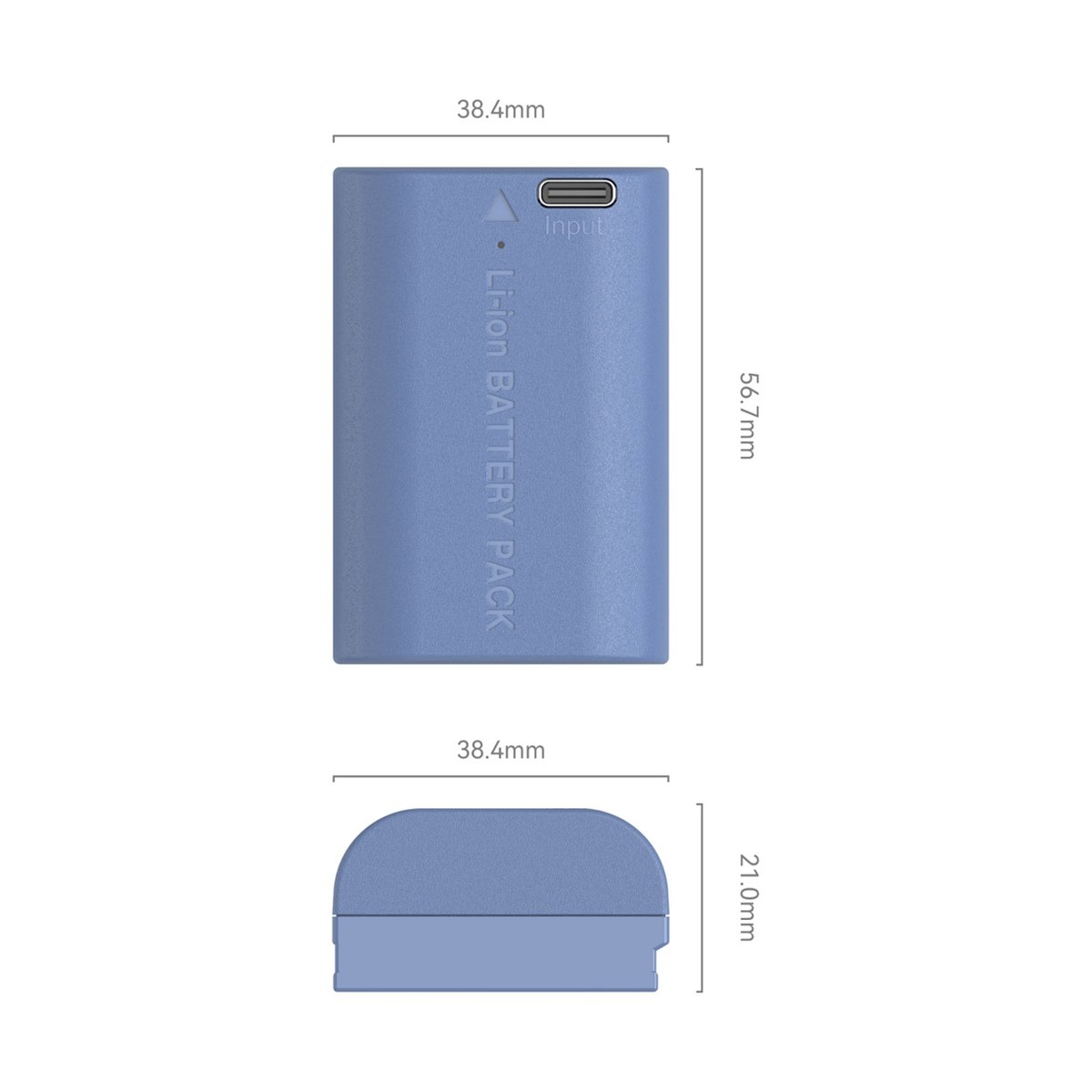 SmallRig 4264 LP-E6NH USB-C (Canon) aufladbare Kamerabatterie - Abmessungen des Li-ion Akkus in verschiedenen Ansichten