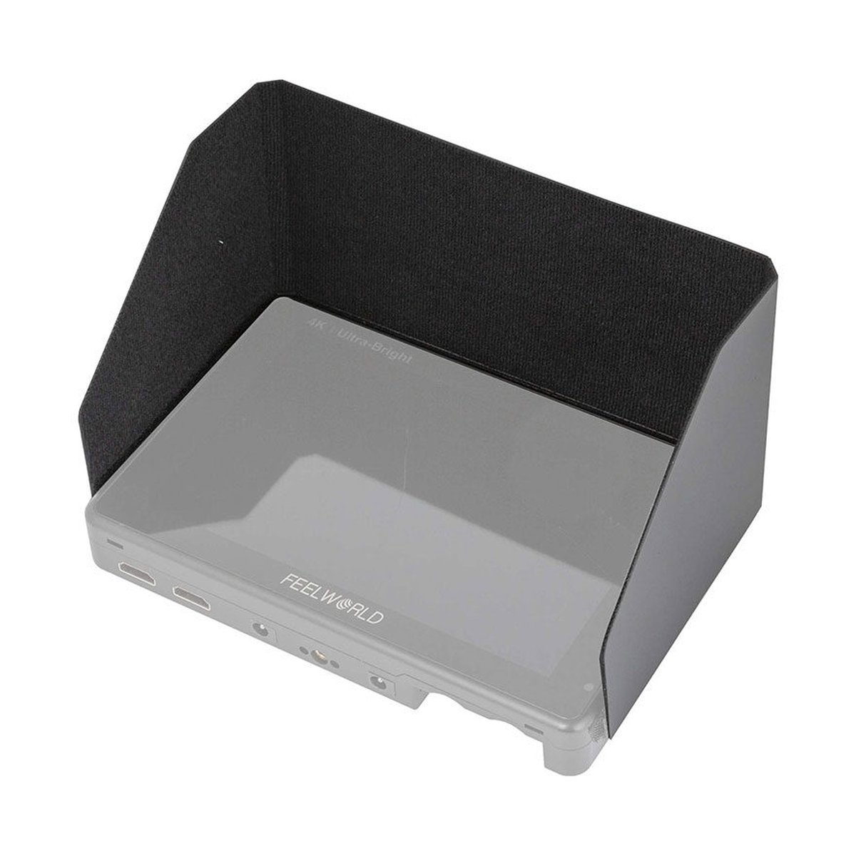 Feelworld Sun shade hood for LUT7 / LUT7S - Anwendungsbeispiel: Feelworld Kamera-Monitor mit montierter Sonnenblende