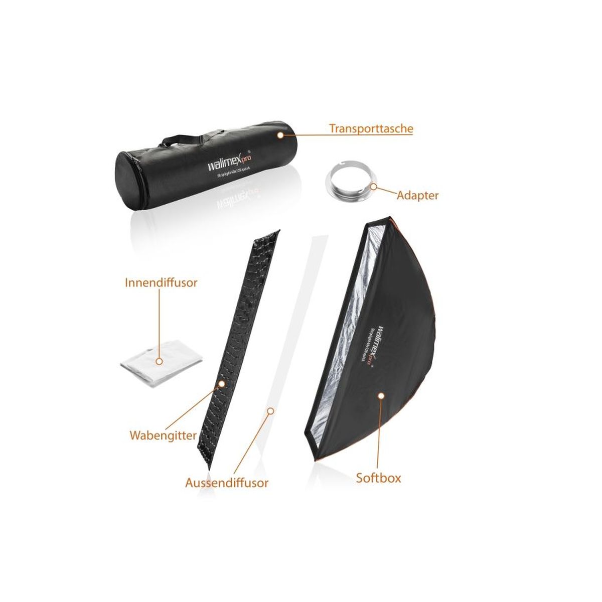 Walimex pro Studio Line Striplight Softbox QA 40x120cm mit Softboxadapter Elinchrom