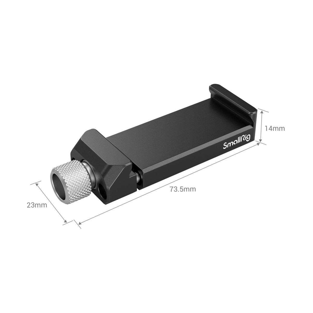 SmallRig 3125 Gegengewicht Kit für DJI RS/RSC 2 u. Zhiyun Gimbal - Detailansicht des SmallRig Smartphone-Halters mit Abmessungen SmallRig 3125 Gegengewicht Kit für DJI RS/RSC 2 u. Zhiyun Gimbal - Detailansicht des SmallRig Smartphone-Halters mit Abmessungen