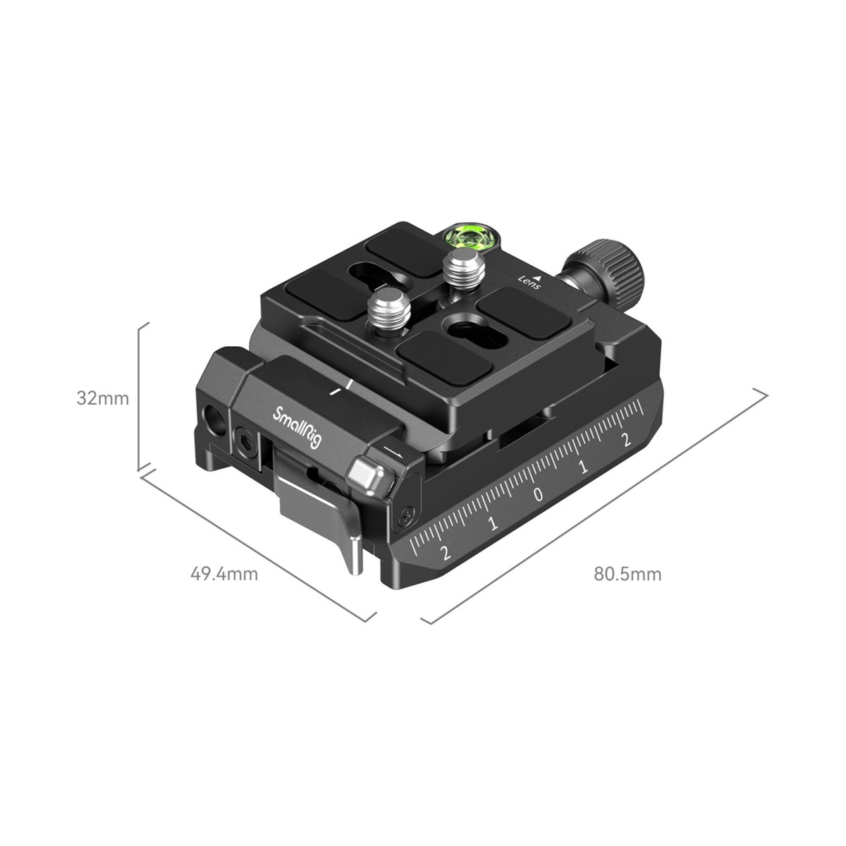 SmallRig 4234 Arca-Swiss/Manfrotto Montageplatten-Kit - Produktdarstellung mit Bemaßung