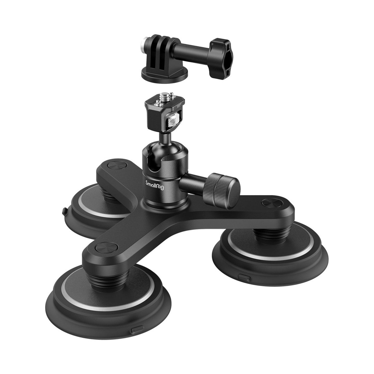 SmallRig 4468 Dreifach Magnetische Saugnapfhalterung für Action-Kameras - Lieferumfang: Dreifach-Saugnapfhalterung und GoPro-Adapter