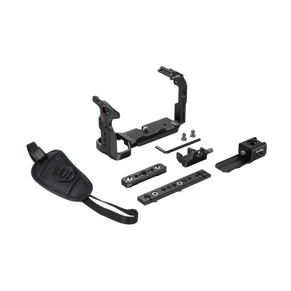 SmallRig 4184 Handheld Cage Kit für Sony FX30/FX3 - Lieferumfang des Kamera-Käfig-Kits mit verschiedenen Zubehörteilen wie Kamerahalterung, Griff, Schrauben und Riemen