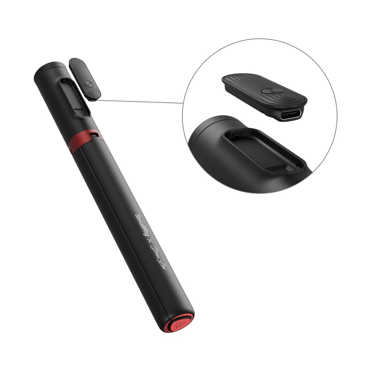 SmallRig 5292 x Drex Lee Boom Selfie Stick ST30 Lite, schwarz - Detailansicht abnehmbare Fernbedienung