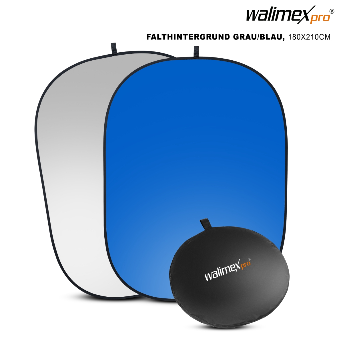 Walimex pro 2in1 Falthintergrund grau/blau, 180x210 cm