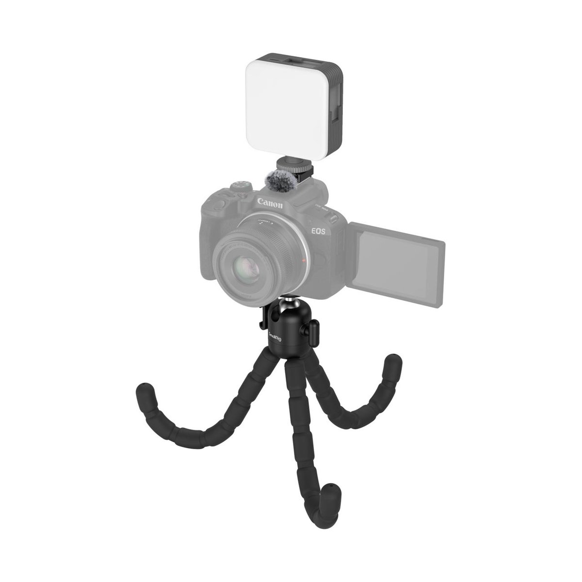 SmallRig 4213 Vlogging-Stativ-Kit für Canon EOS R50 - Anwendungsbeispiel: Flexibles Stativ mit Kamera und LED-Leuchte