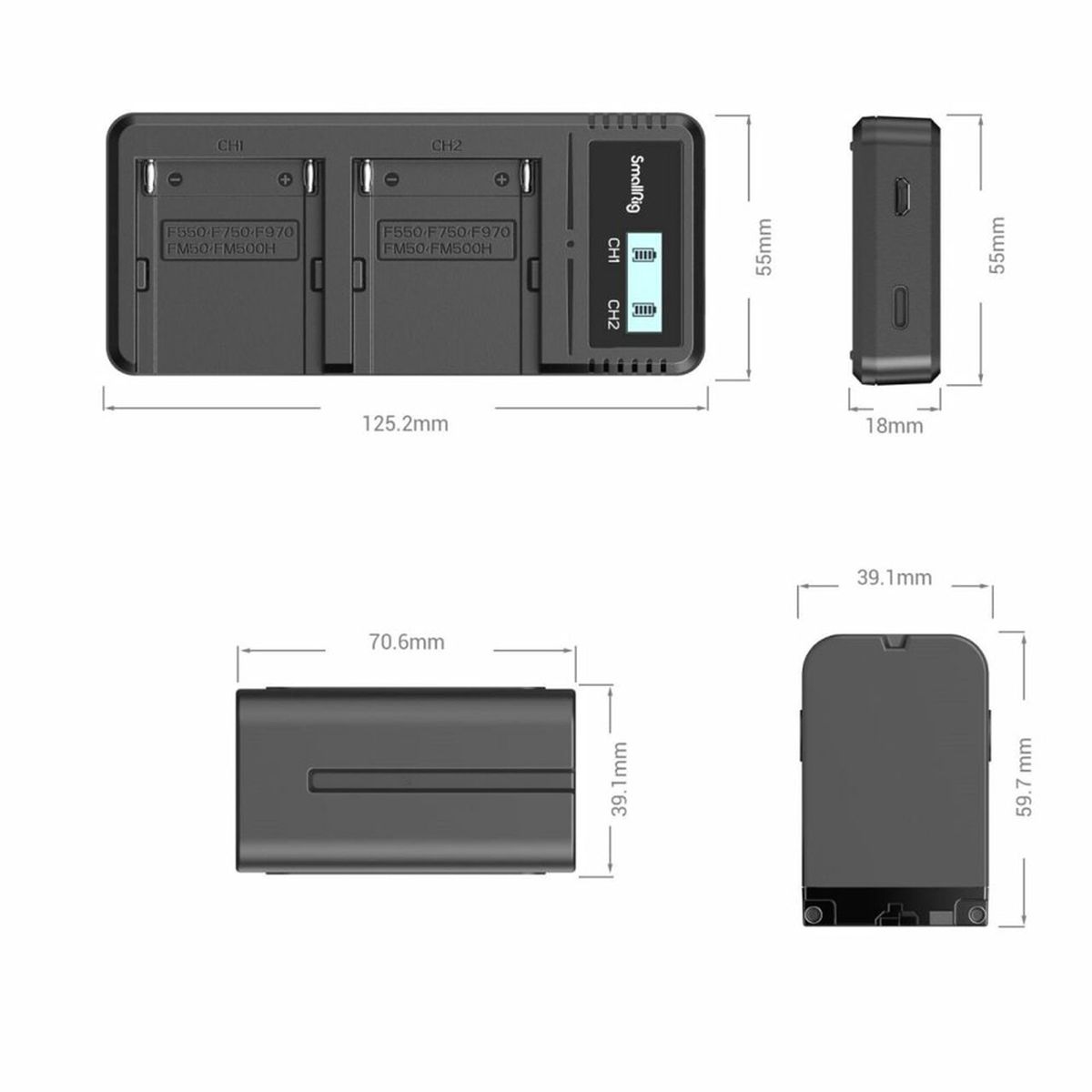 SmallRig 3823 NP-F970 Akku- und Ladegerät-Kit für Sony