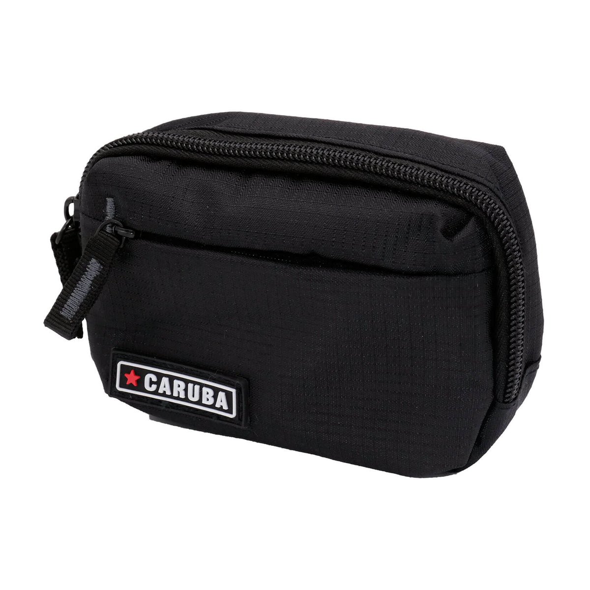Caruba Compex Medium 10 - Frontansicht einer schwarzen Gürteltasche mit Reißverschluss und Caruba-Logo.