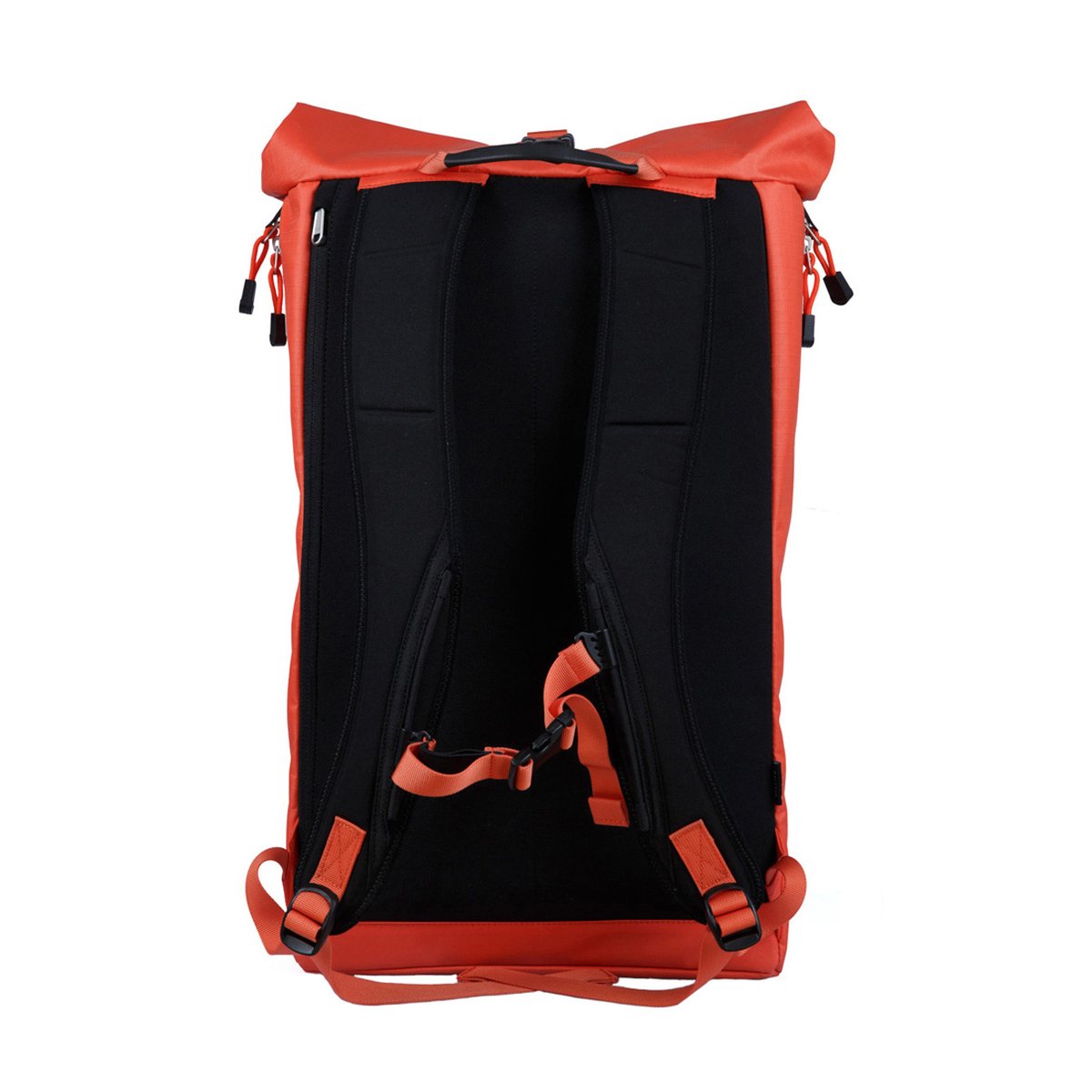 F-Stop Dalston Nasturtium (Orange) - Rückansicht des orange-schwarzen Roll-Top Rucksacks