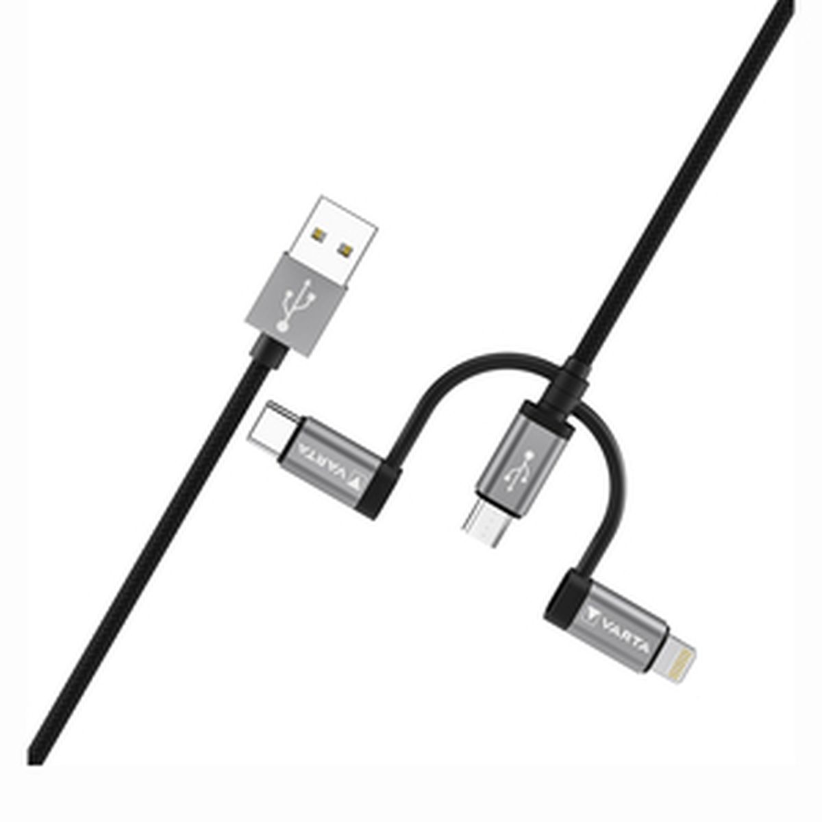 Varta Micro USB, USB Type C & Lightning Speed Charge & Sync Cable