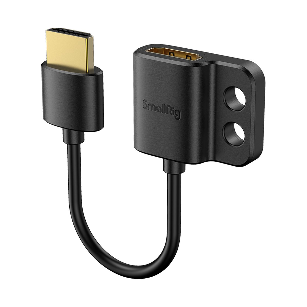SmallRig 3019 Ultra Slim 4K HDMI Adapterkabel A auf A - Produktansicht: SmallRig HDMI Adapterkabel mit männlichem Stecker, weiblicher Buchse und Montagelöchern.