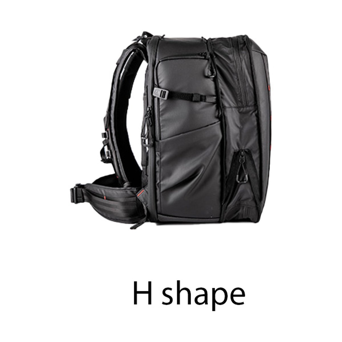 PGYTECH OneMo 2 Backpack 25L (Space Black) - Seitenansicht des schwarzen Rucksacks, zeigt Schultergurte und Seitentaschen