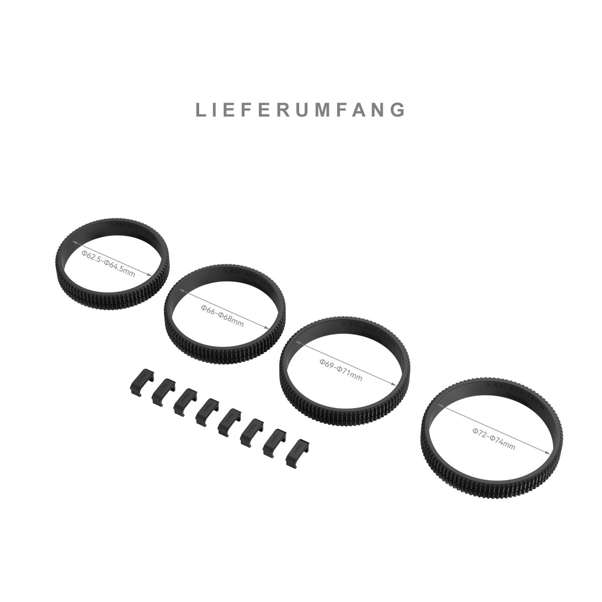 SmallRig 4186 Seamless Focus Gear Ring Kit, Fokus-Zahnriemen-Kit - Lieferumfang: 4 Fokus-Zahnringe und Zubehör