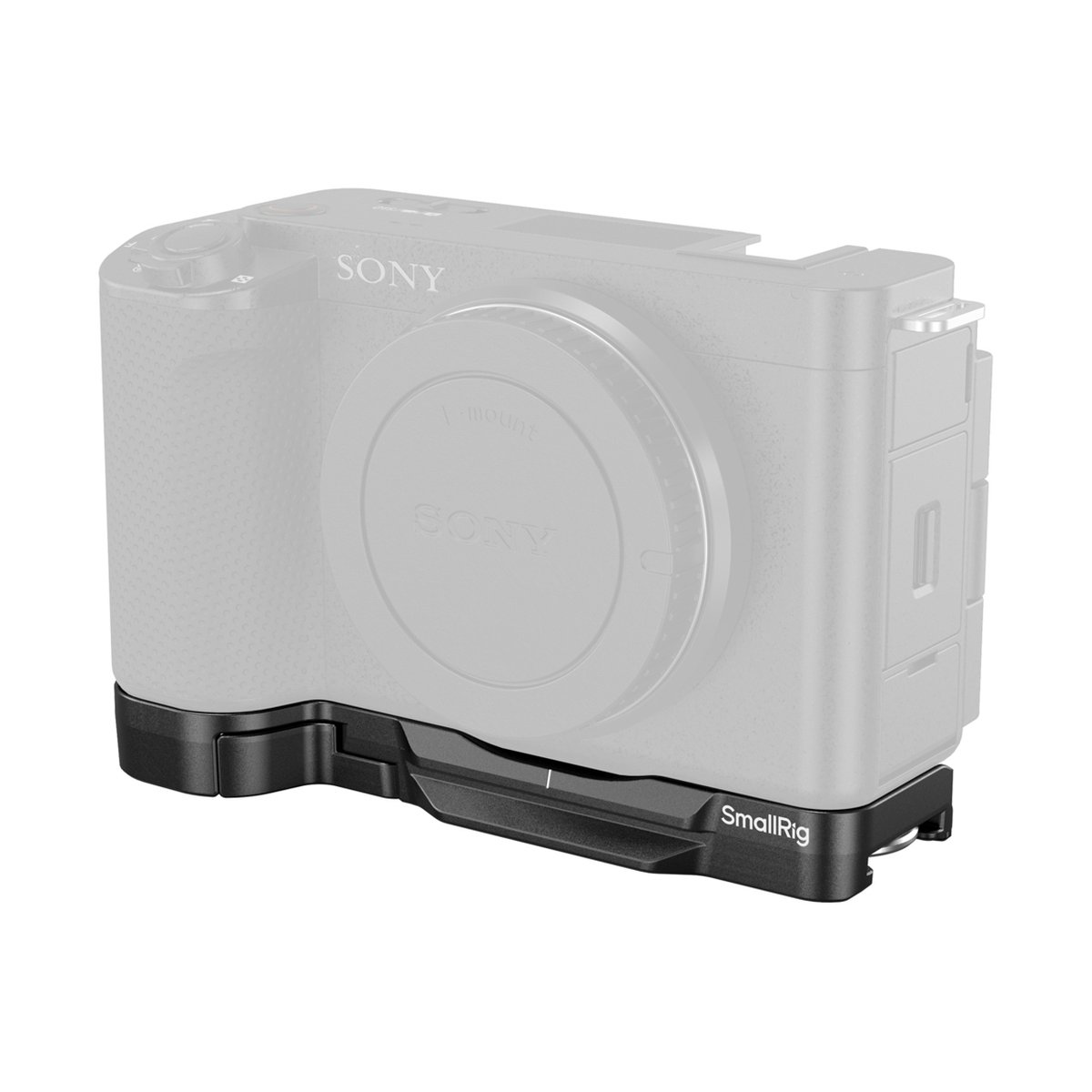 SmallRig 4314 Baseplate für Sony ZV-E1 - SmallRig Griffplatte an Sony Kamera montiert, schräge Vorderansicht. SmallRig 4314 Baseplate für Sony ZV-E1 - SmallRig Griffplatte an Sony Kamera montiert, schräge Vorderansicht.