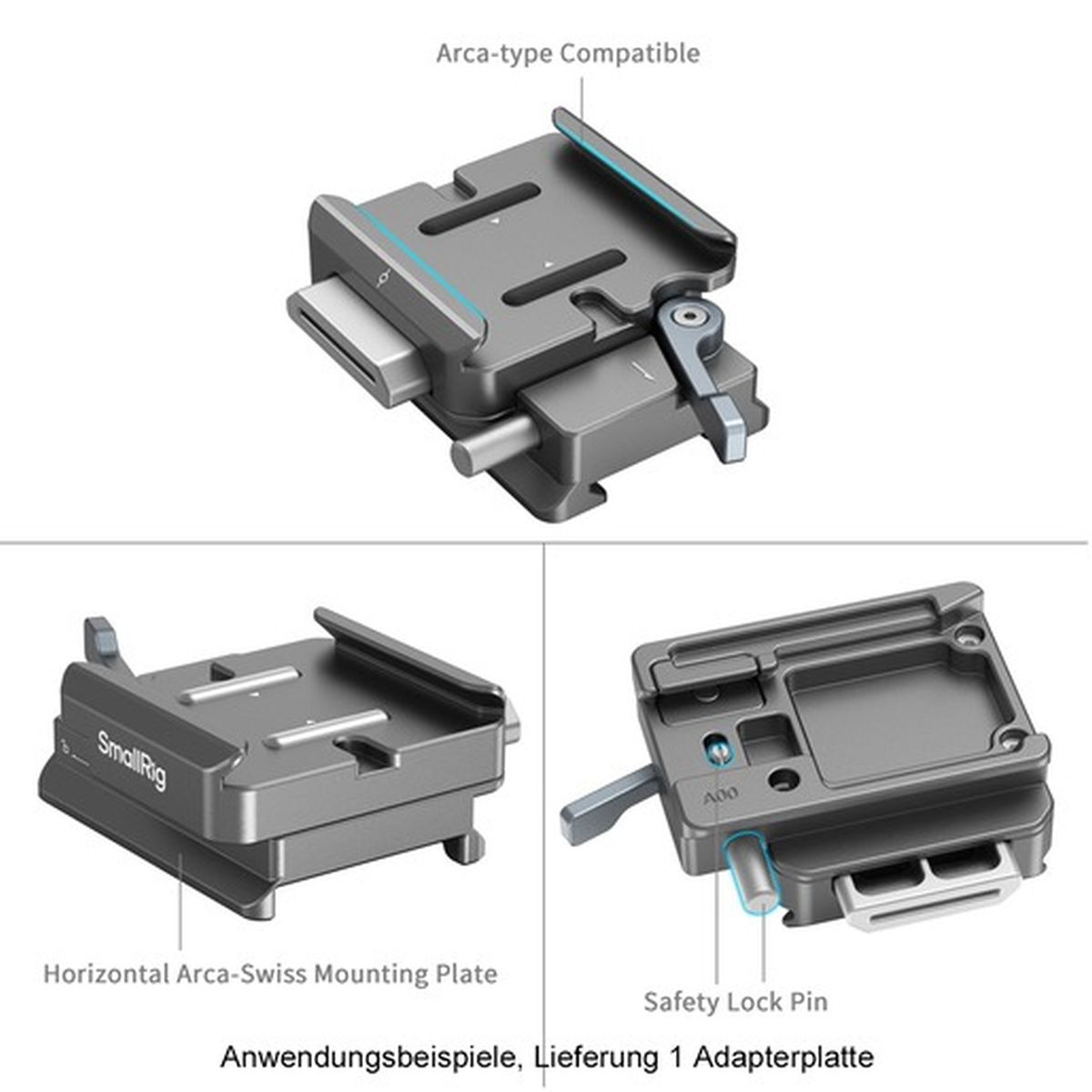 SmallRig 4639 HawkLock H38 Arca-Swiss QR Plate für DJI Stabilizers