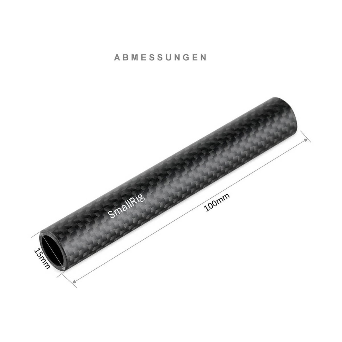 SmallRig 1871 Carbon Fiber 15 mm Rod (100 mm/4") - ABMESSUNGEN: SmallRig 15mm Carbonfaser-Stange (100mm Länge)